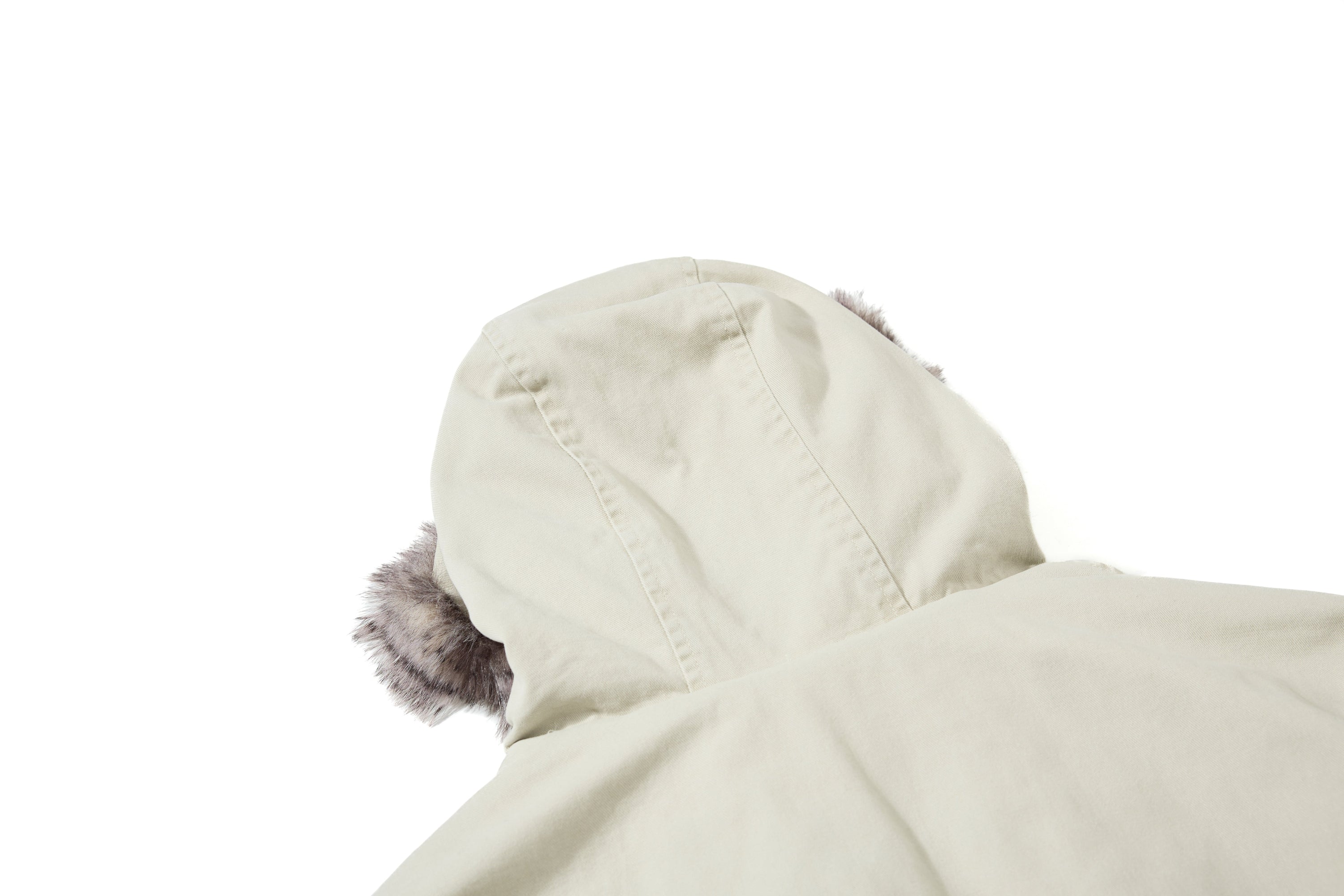 Studded Faux Fur-Trim Hooded Bomber Jacket | Washed Cotton