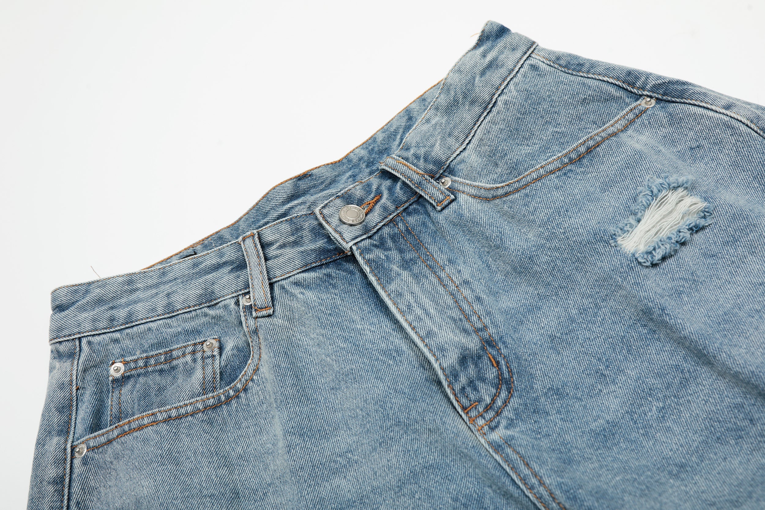 Omirad Destroyed Wide-Leg Denim Shorts | Frayed Hem