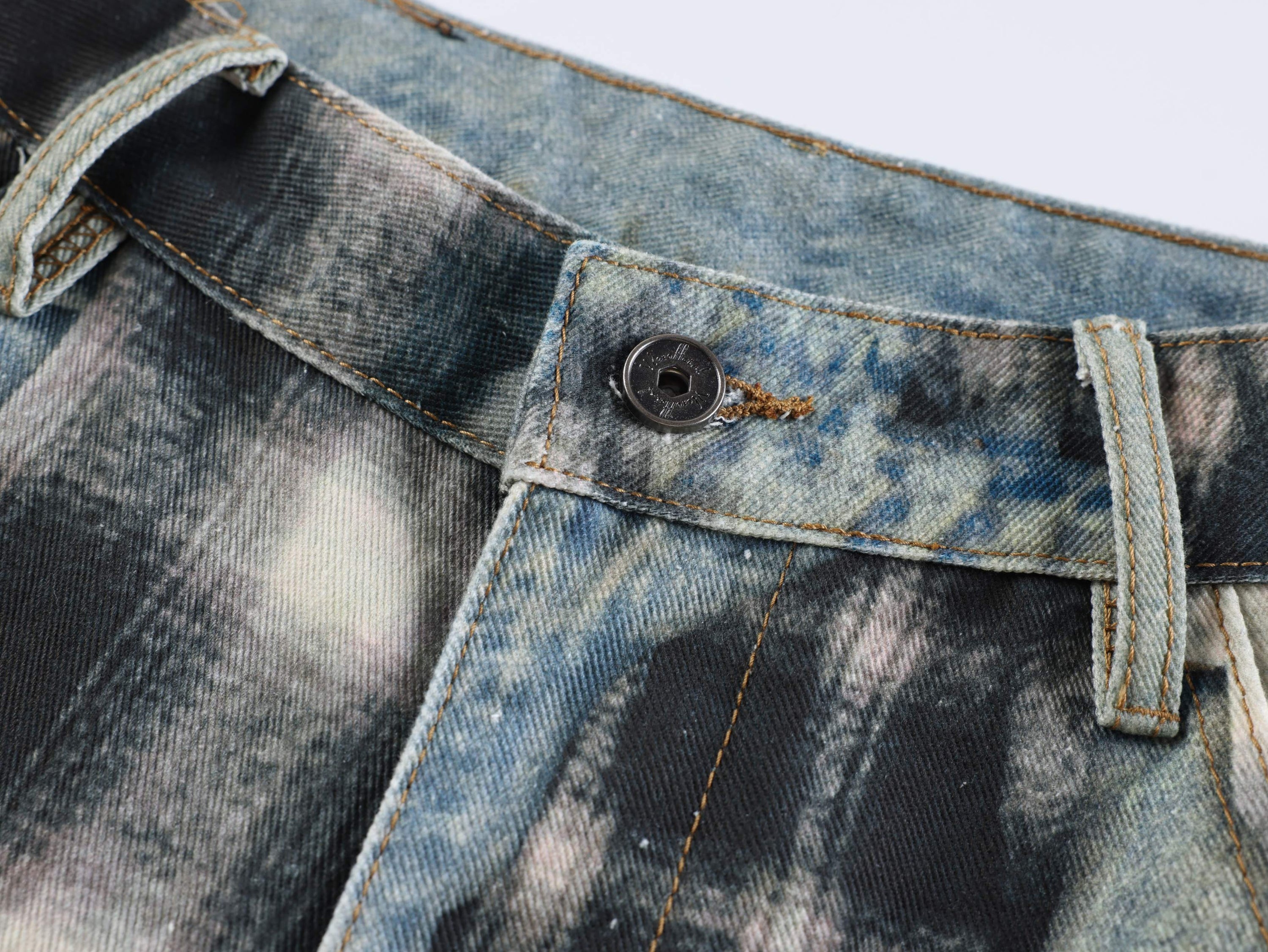 Omirad Layered Flannel Patchwork Balloon Jeans | Distressed Wide Leg
