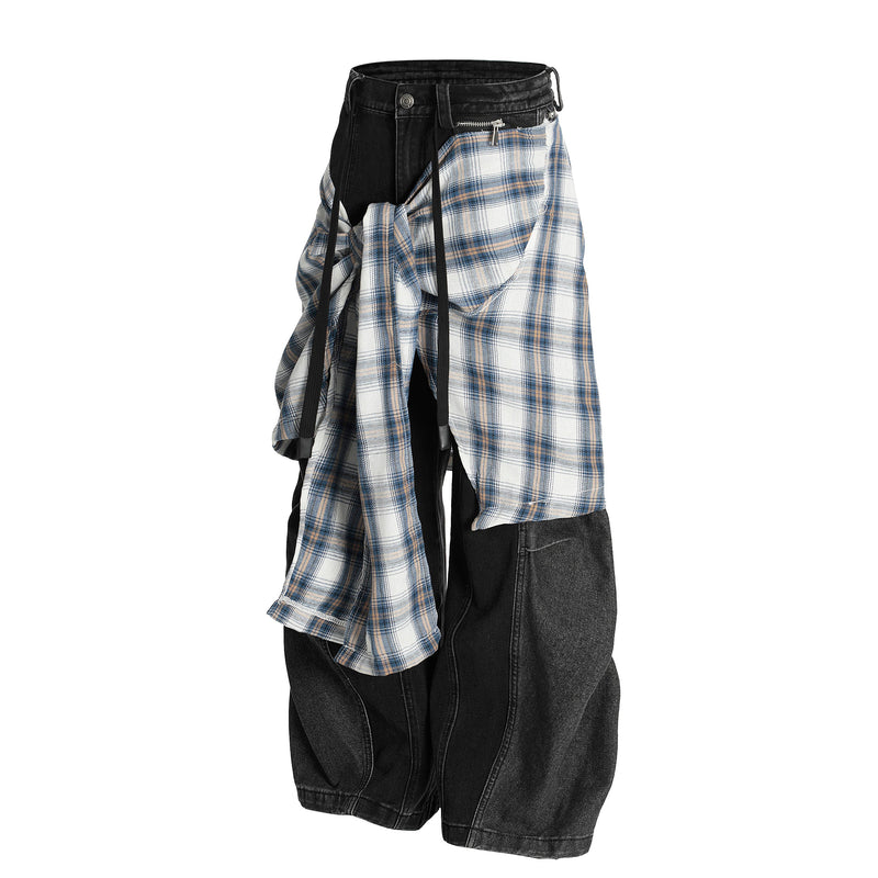 Omirad Layered Plaid Skirt-Pants | Deconstructed Streetwear