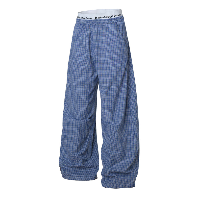 Check Pattern Relaxed Wide-Leg Cotton Pants | SEAKOFF