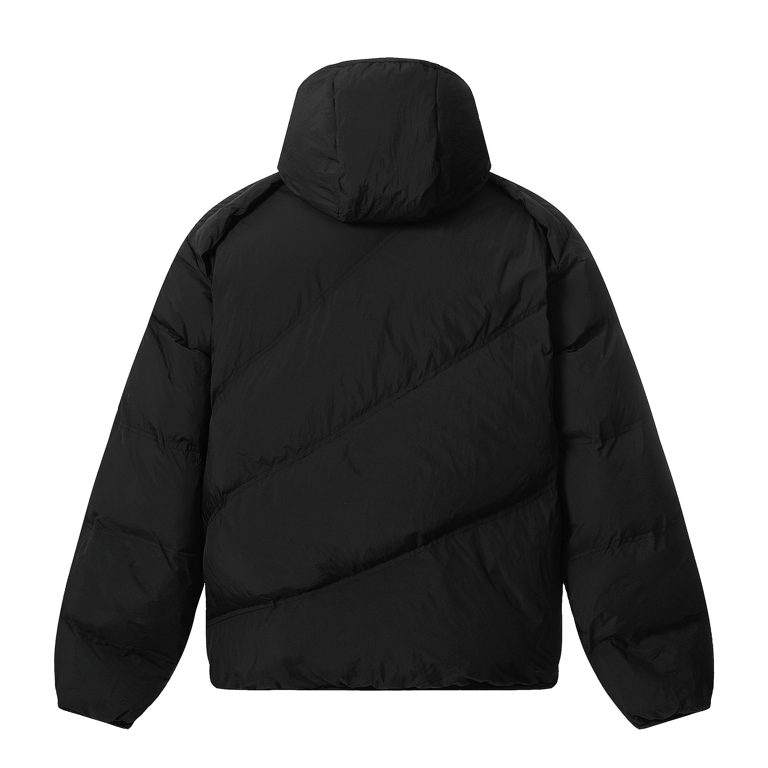 Asymmetric Zipper Hooded Puffer Jacket | Streetwear Insulated