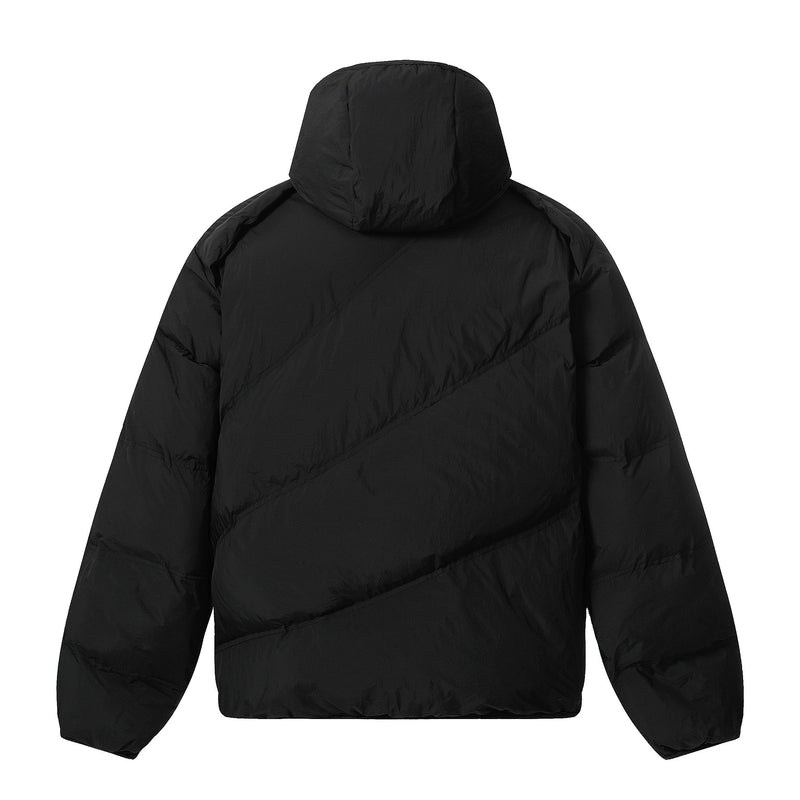 Asymmetric Zipper Hooded Puffer Jacket | Streetwear Insulated