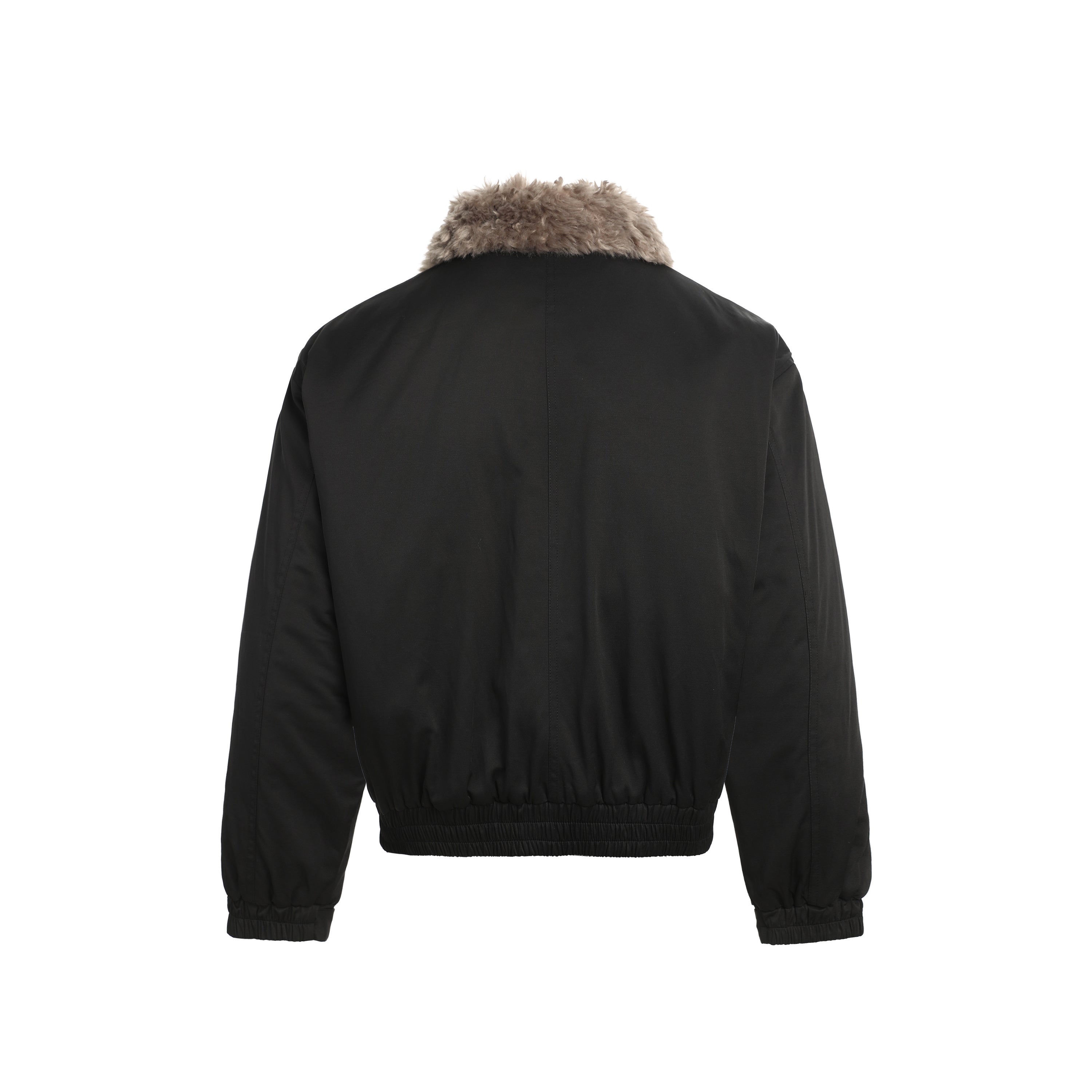 Faux-Fur Trim Padded Bomber Jacket | Metal Hook Closure