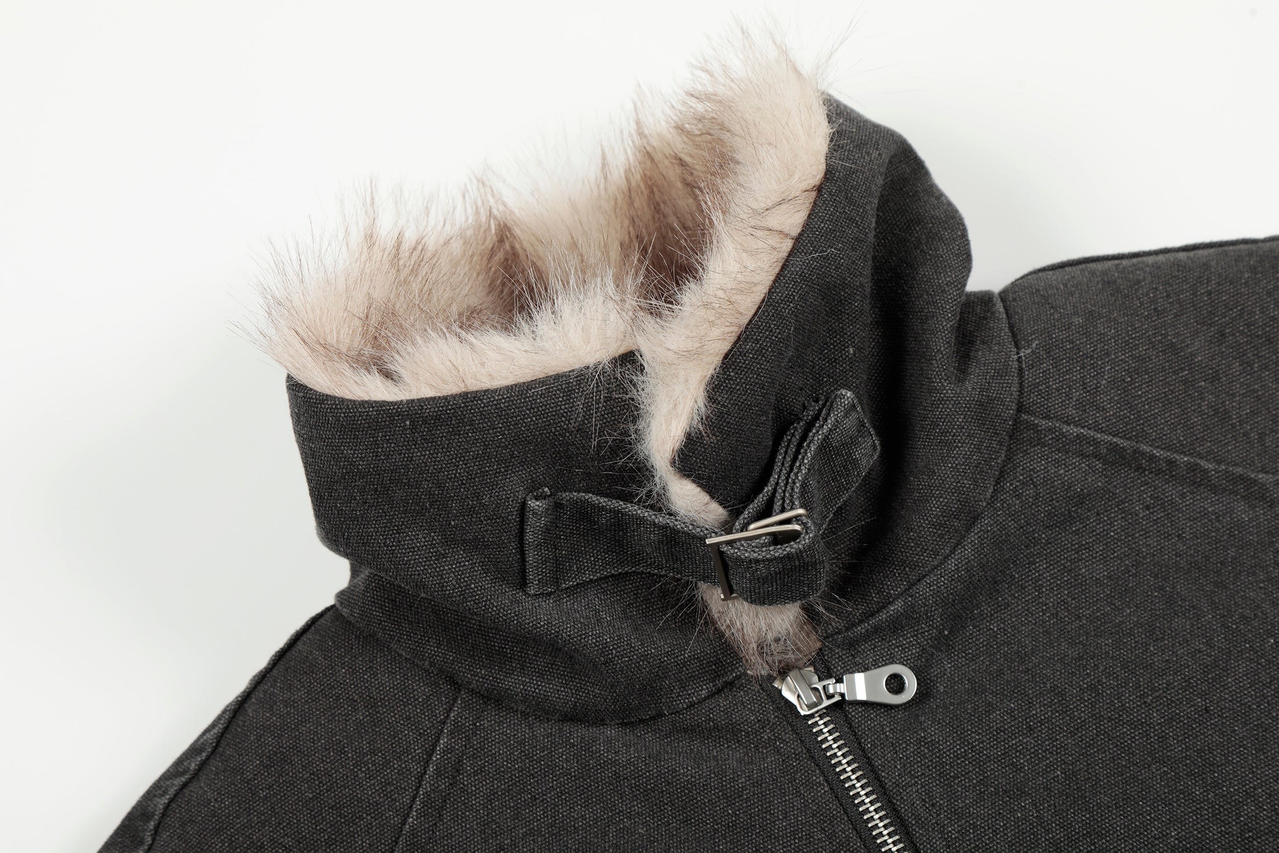 Fleece-Lined Utility Bomber Jacket | Faux-Fur Collar