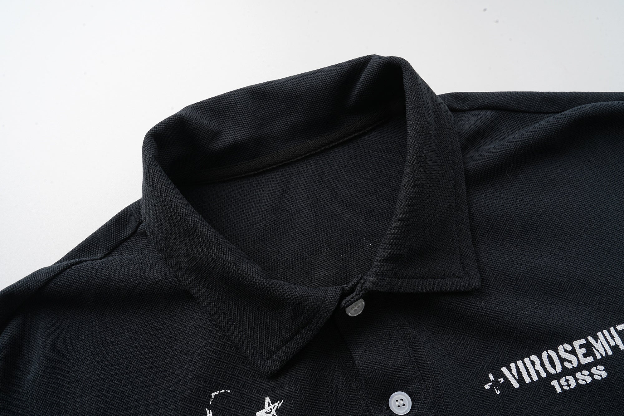 Men's Layered Star Polo Tee | Striped Sleeve Streetwear Shirt