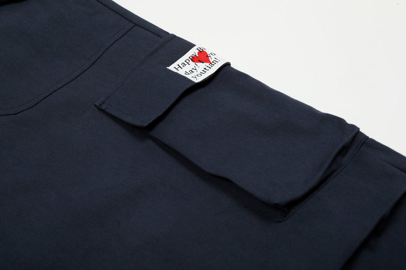 Omirad Utility Wide-Leg Cargo Pants | Navy Streetwear