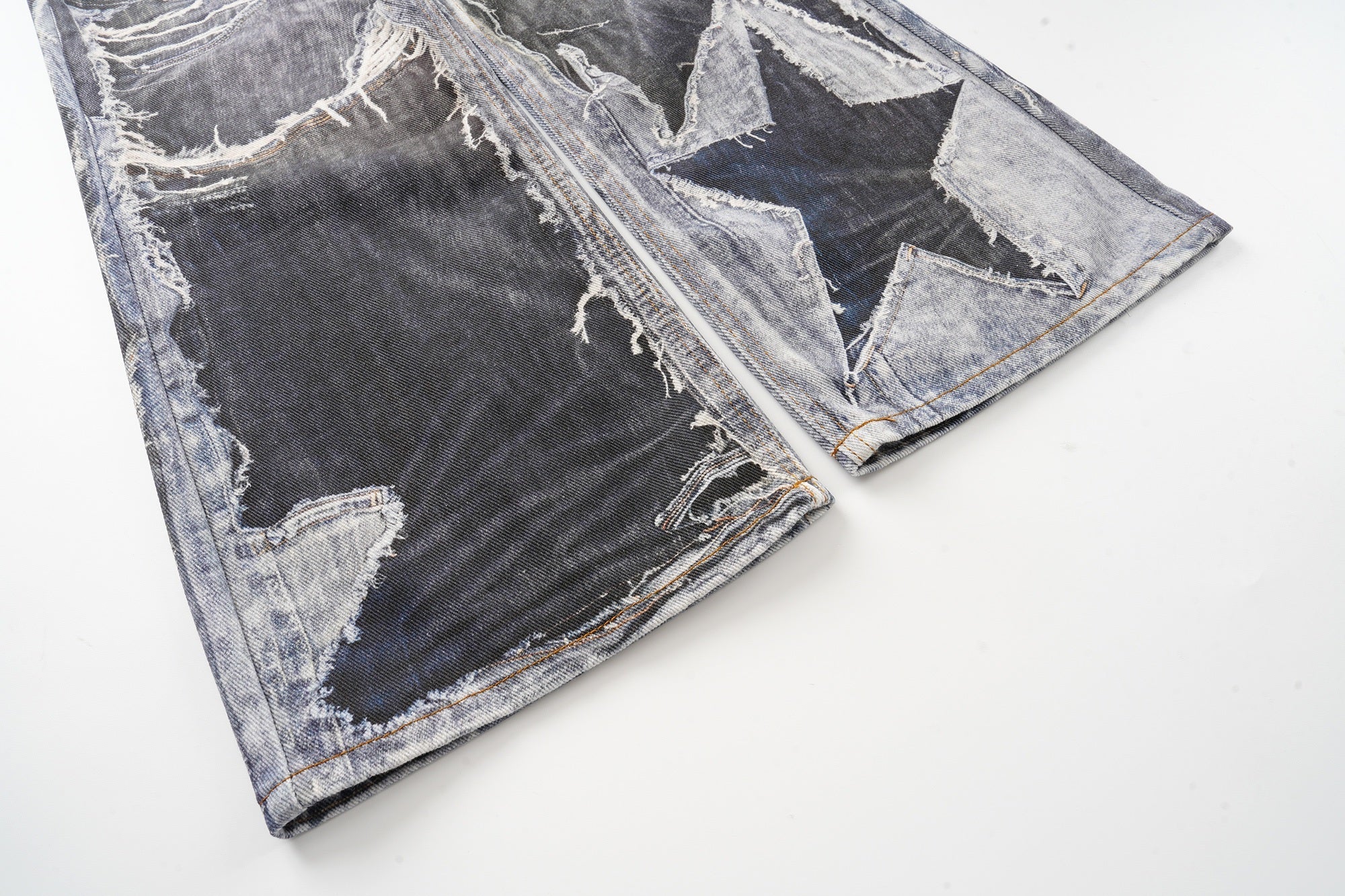 Distressed Patchwork Wide-Leg Jeans | Y2K Streetwear Denim