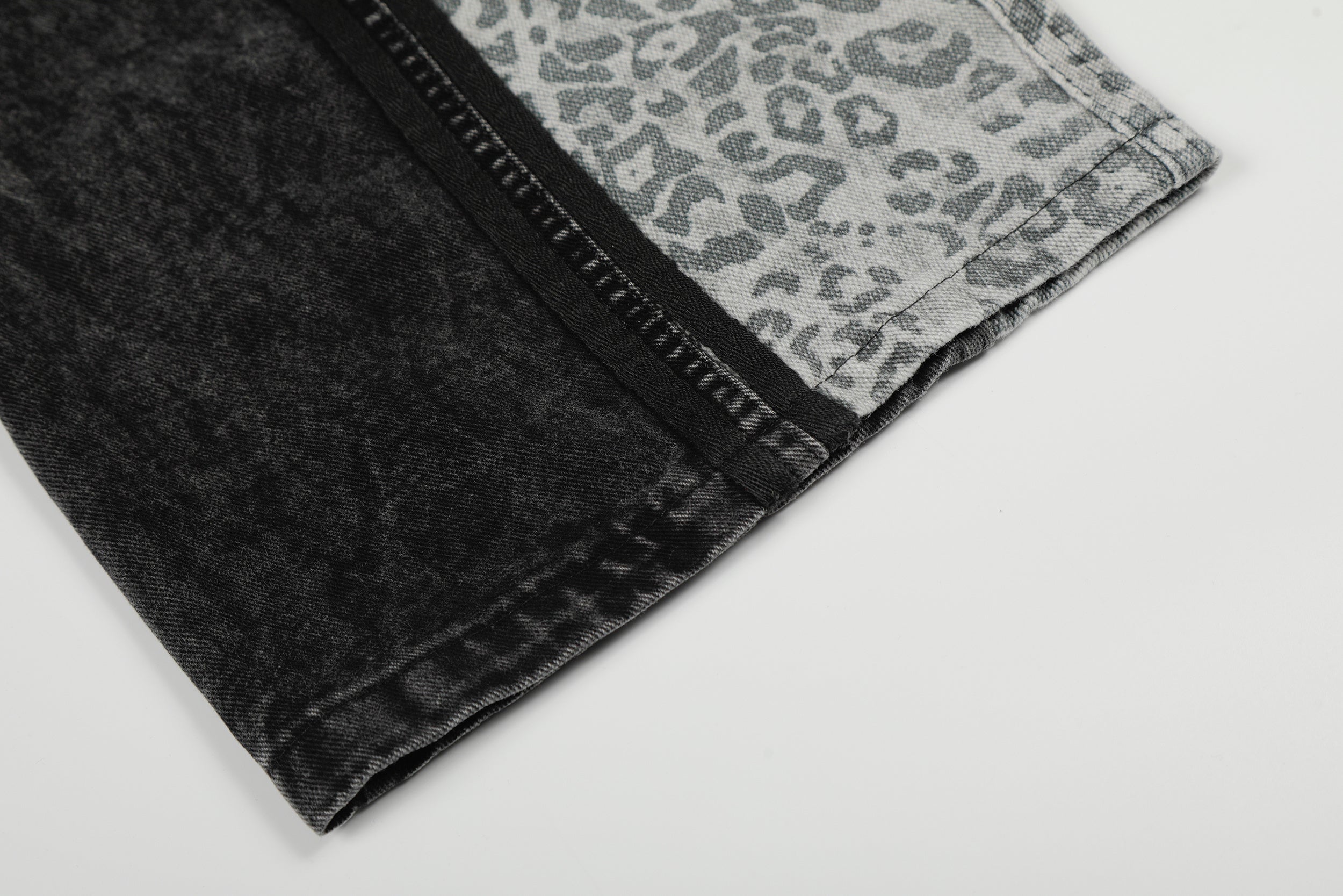 Leopard Panel Wide-Leg Denim Pants | Streetwear Jeans