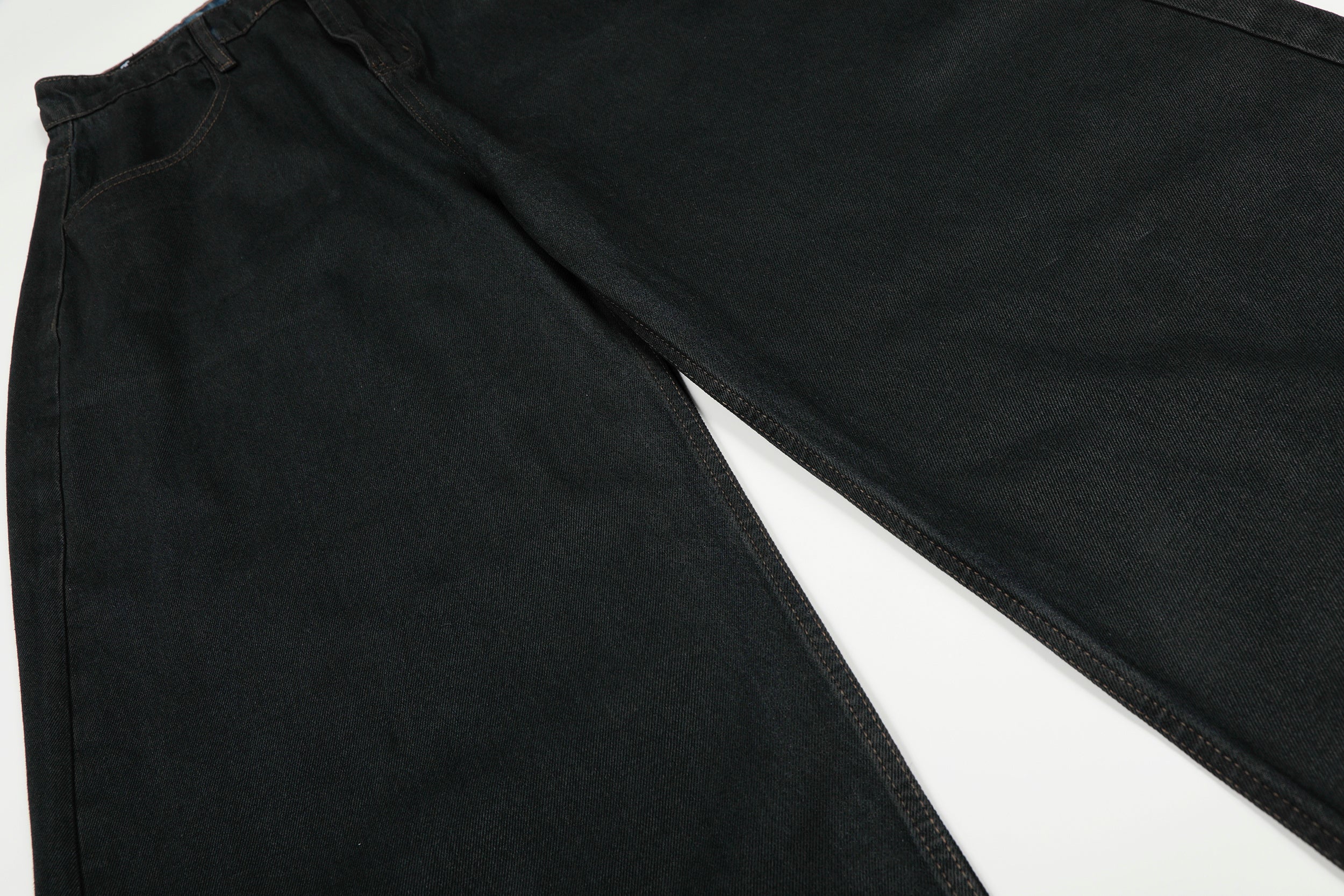 Omirad Minimal Curved Wide-Leg Denim Pants | Black