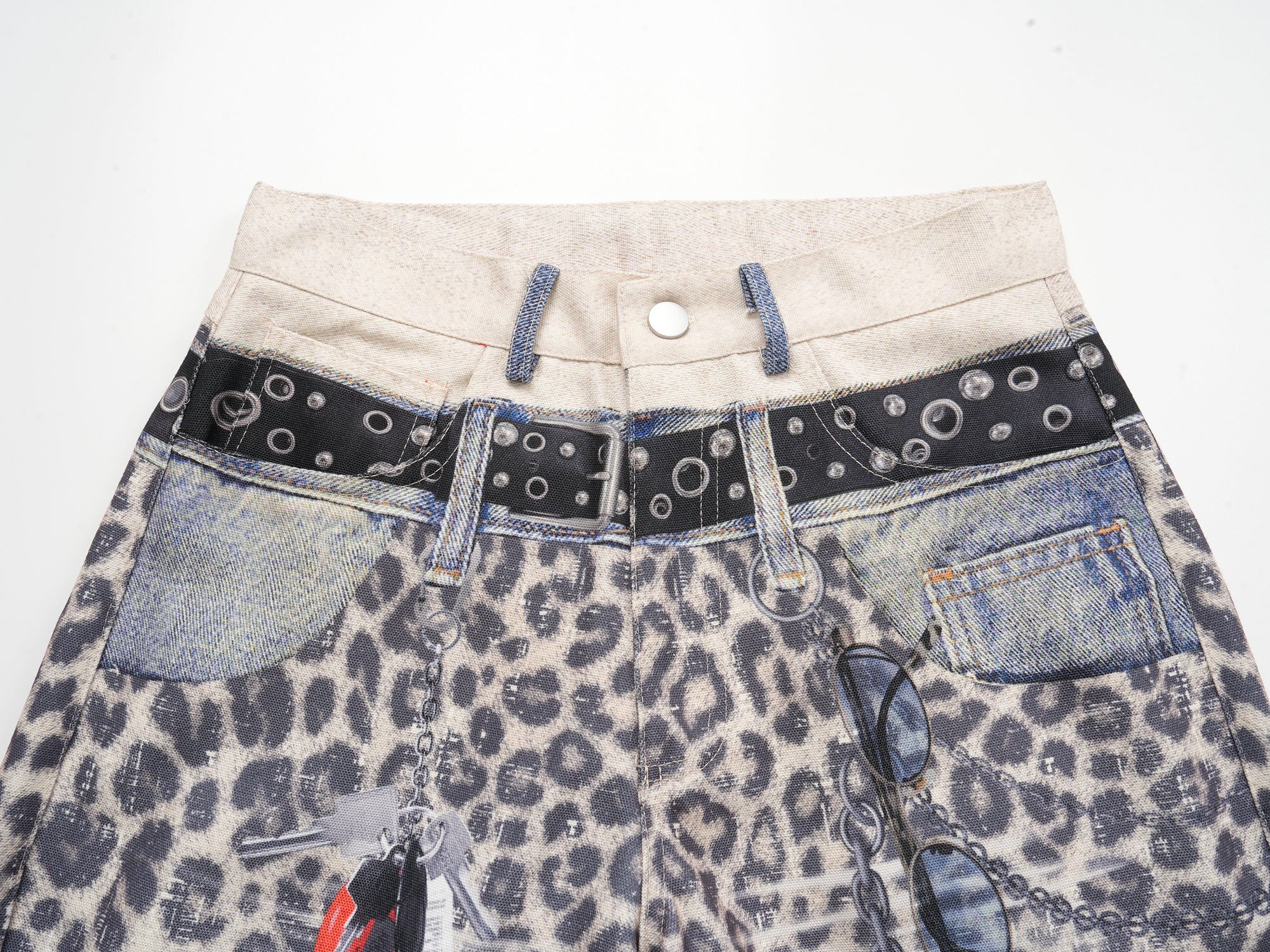 Leopard Print Patchwork Wide-Leg Pants | Y2K Streetwear