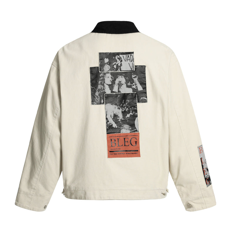 Omirad Graphic Work Jacket | Distressed Cotton Streetwear