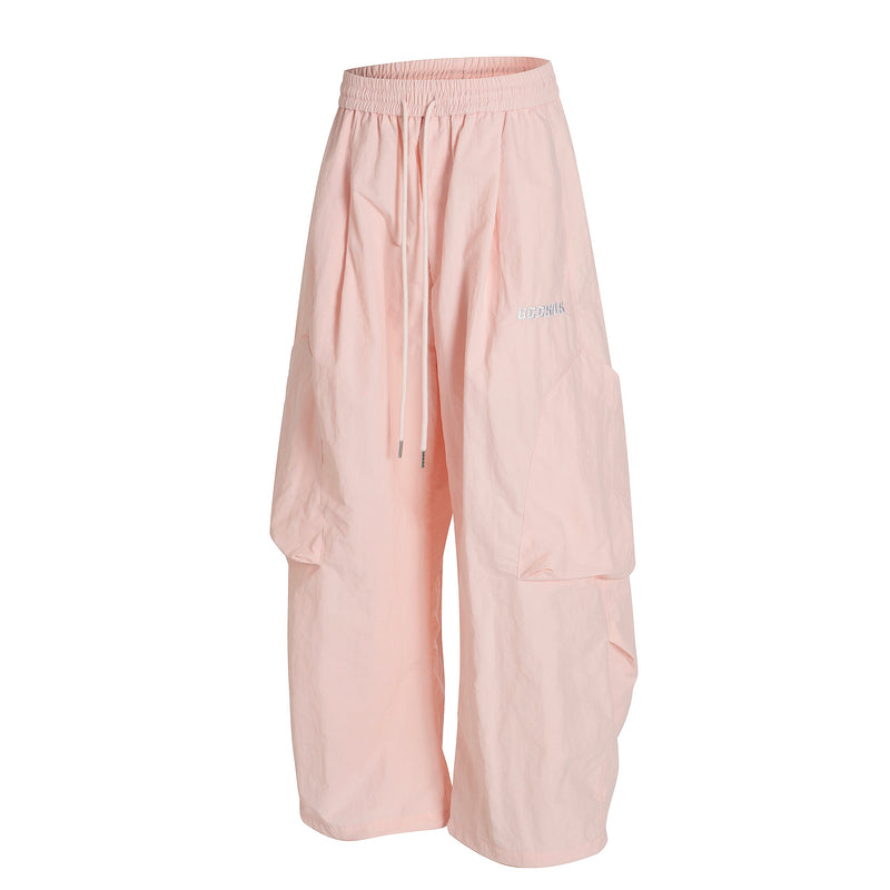 Nylon Utility Cargo Wide-Leg Pants | Pastel Streetwear