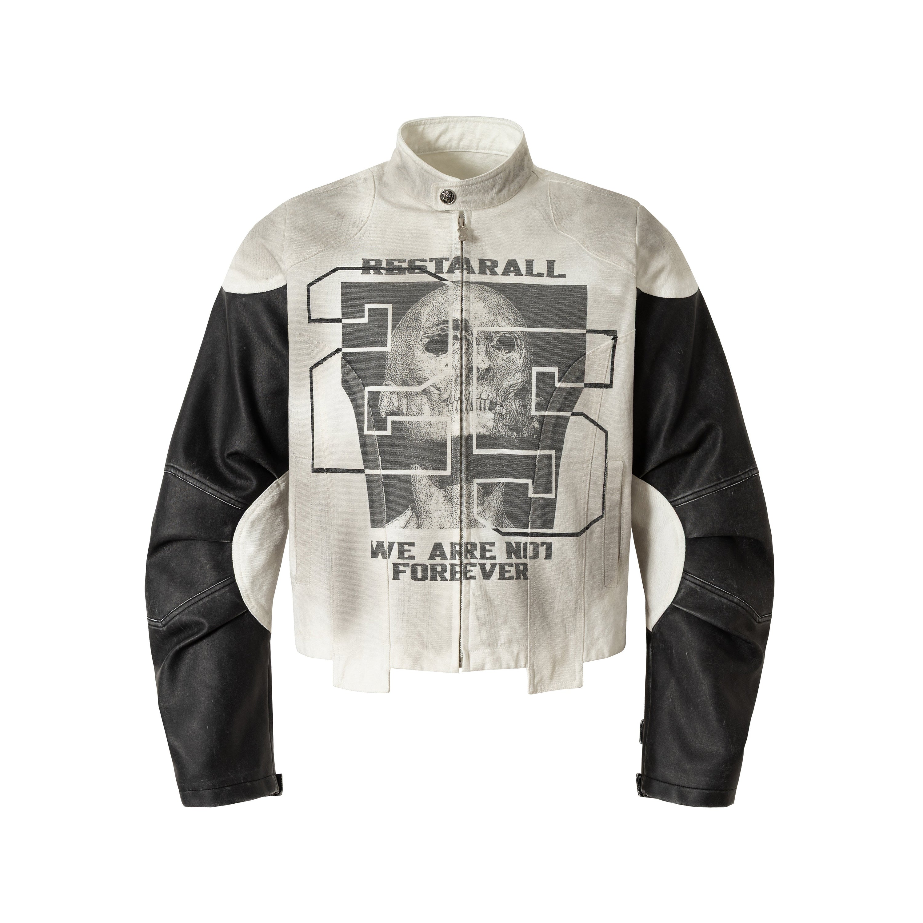 Omirad Contrast Moto Jacket – Skull Graphic Street Jacket