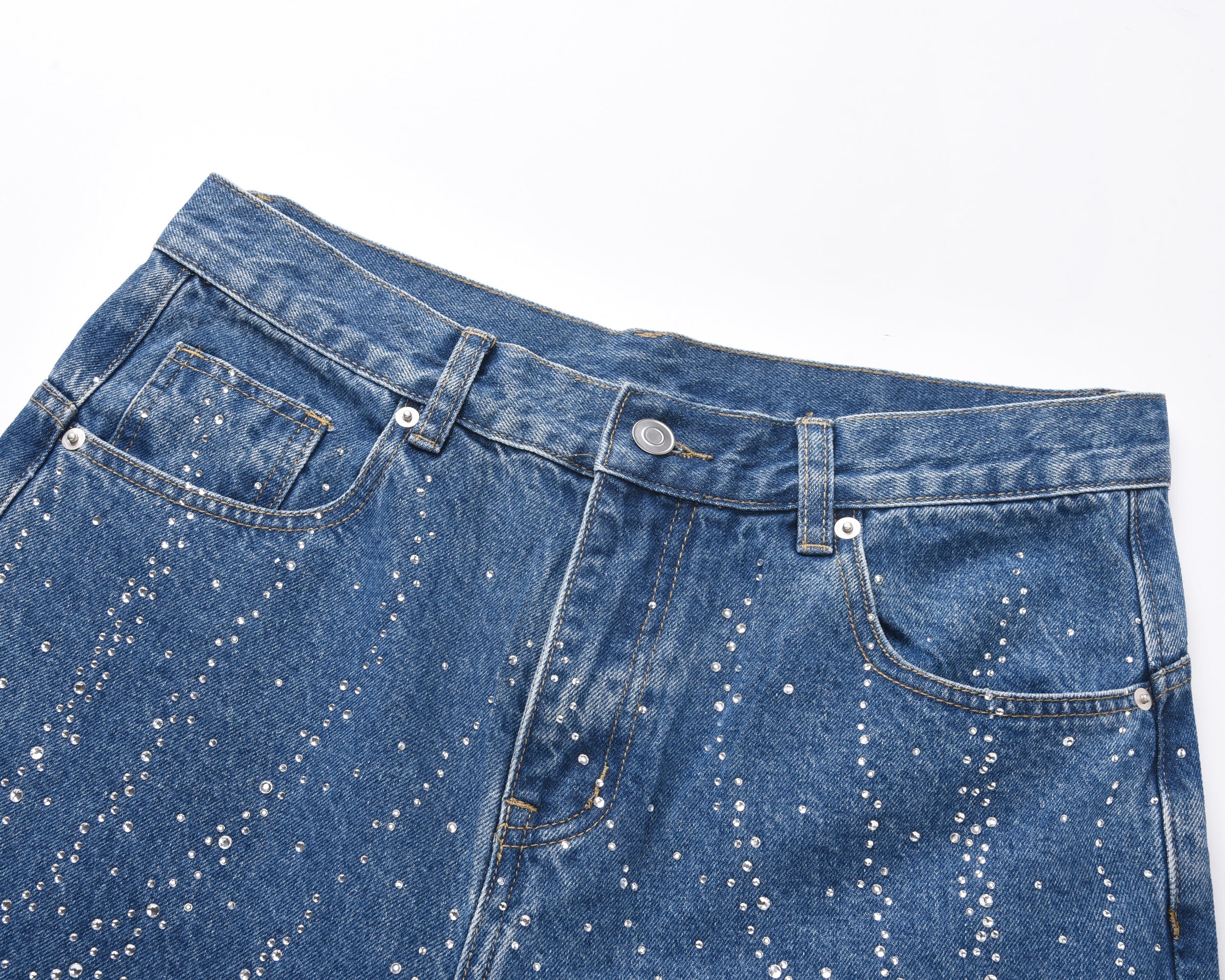Rhinestone Burst Denim Shorts | Y2K Crystal Embellished