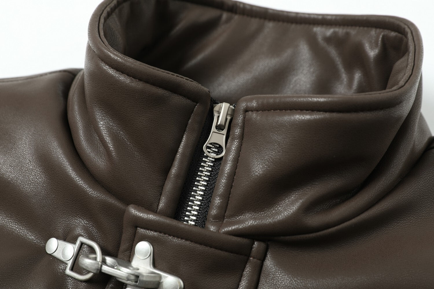Fireman-Clasp PU Jacket | Utilitarian Street Style
