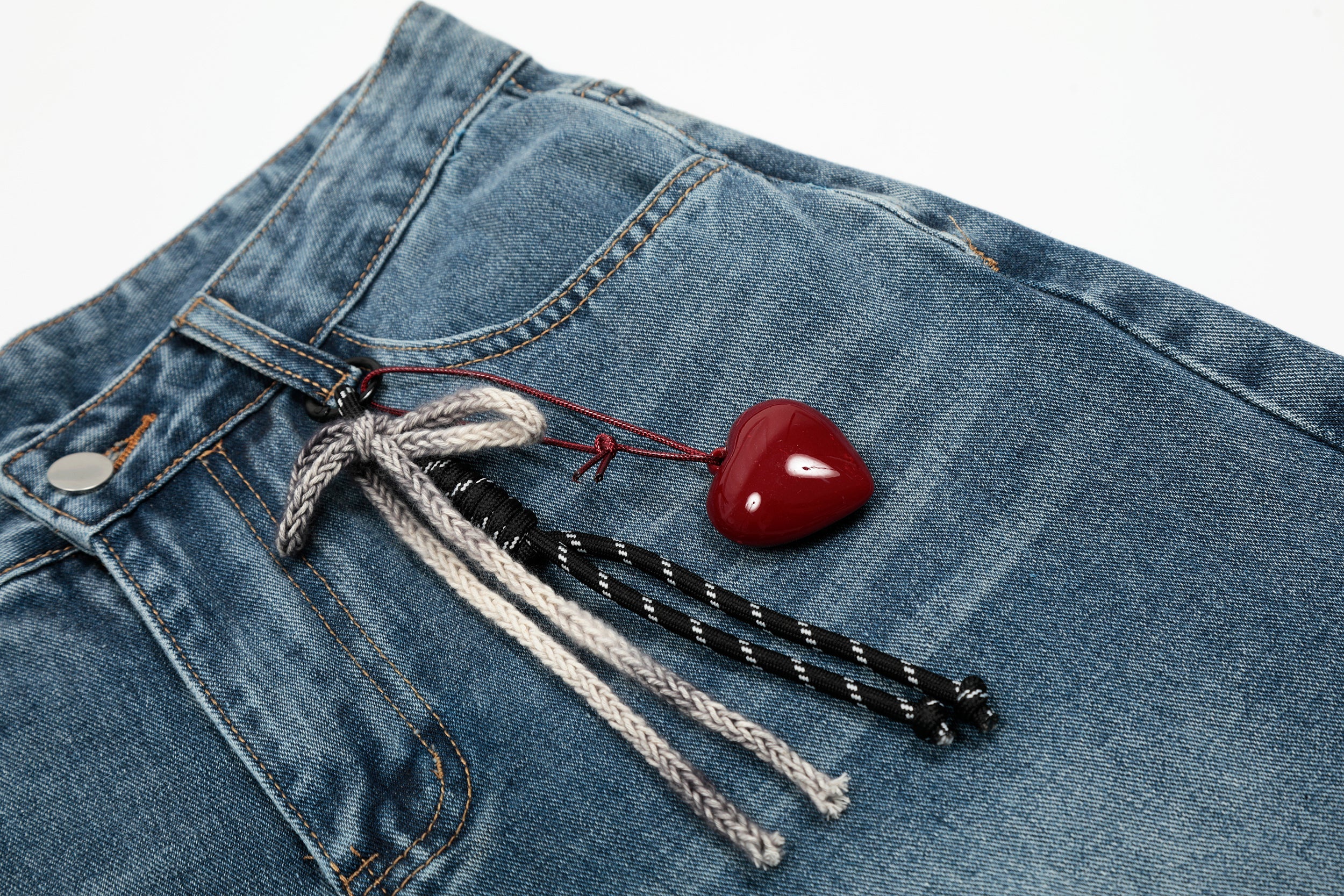 Gingham Star Patchwork Wide-Leg Jeans | Vintage Wash