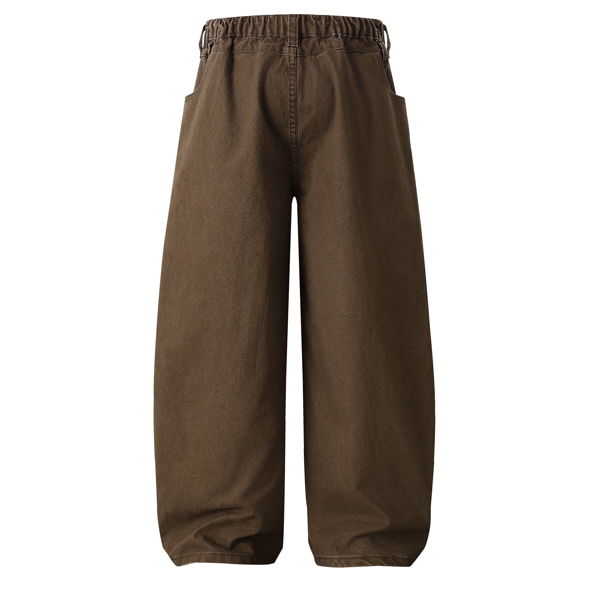 Wide-Leg Cotton Pants with Metal Ring Waist Detail