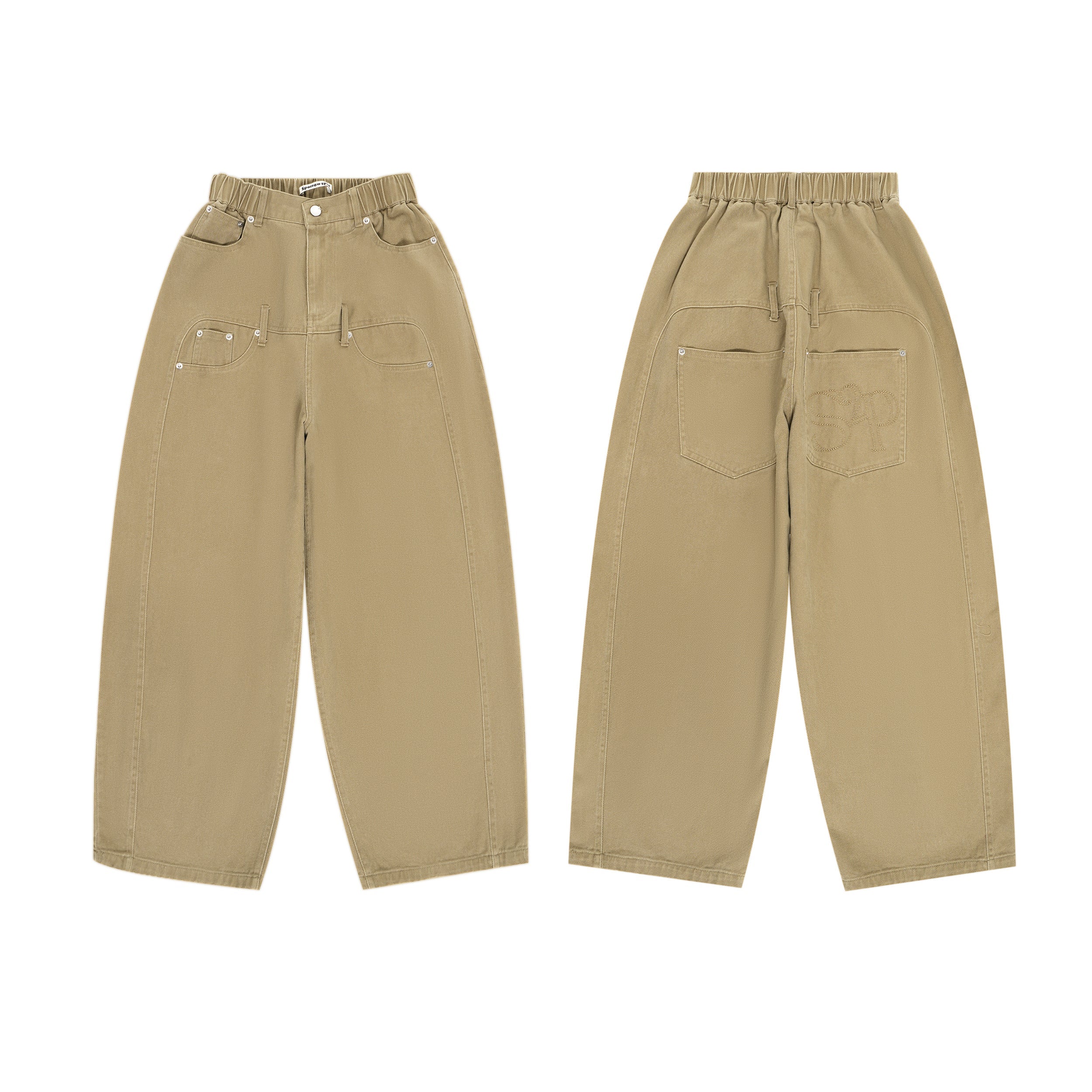 High-Waist Wide-Leg Denim Pants | Vintage Wash Cotton
