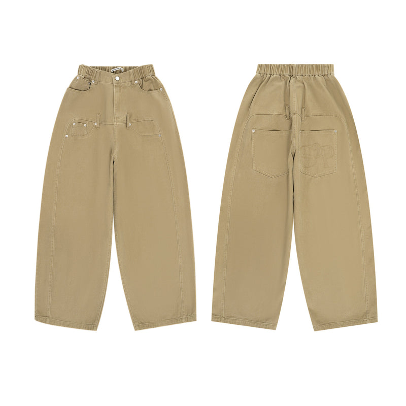 High-Waist Wide-Leg Denim Pants | Vintage Wash Cotton
