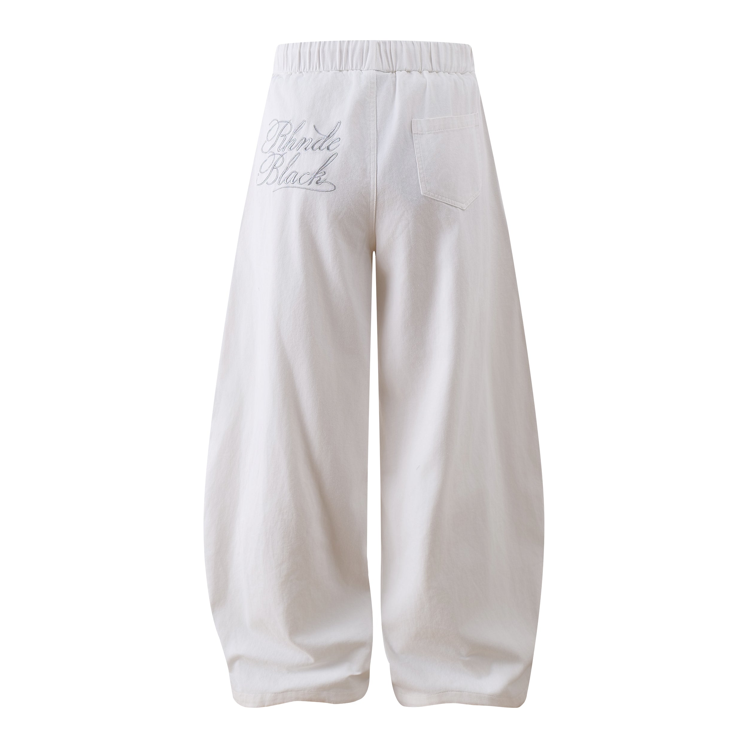 Omirad Distressed Wide-Leg Pants | White Cotton Barrel Fit