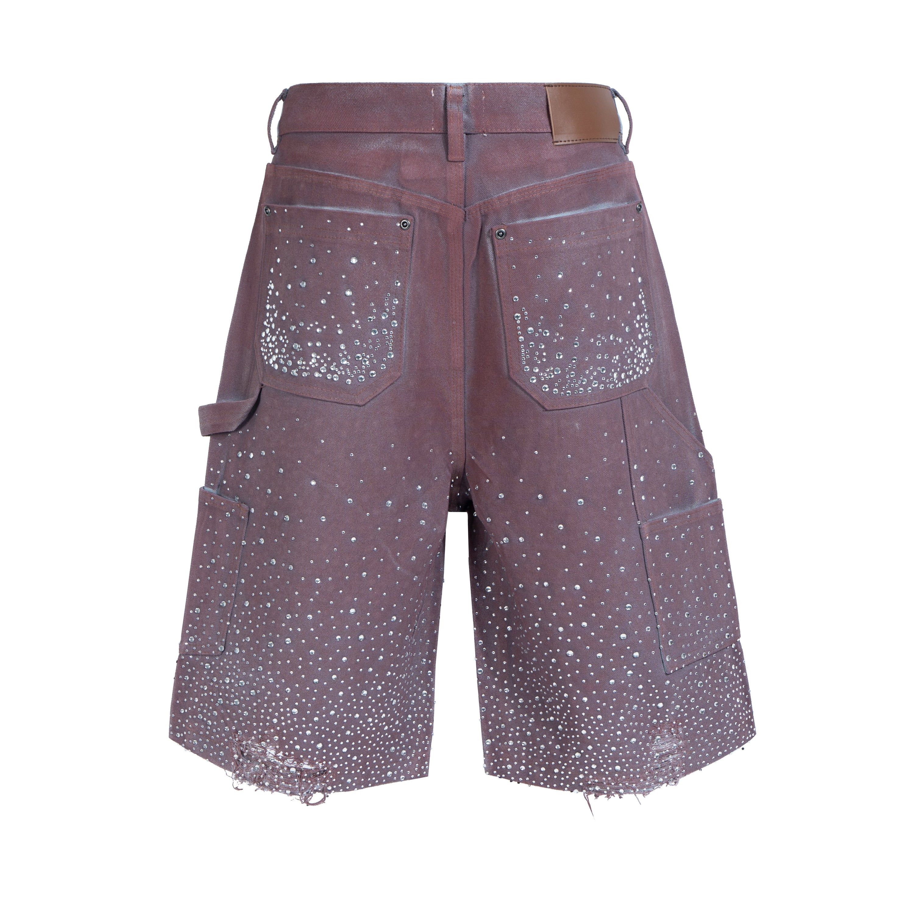 Omirad Studded Denim Shorts | Rhinestone Embellished Baggy Fit