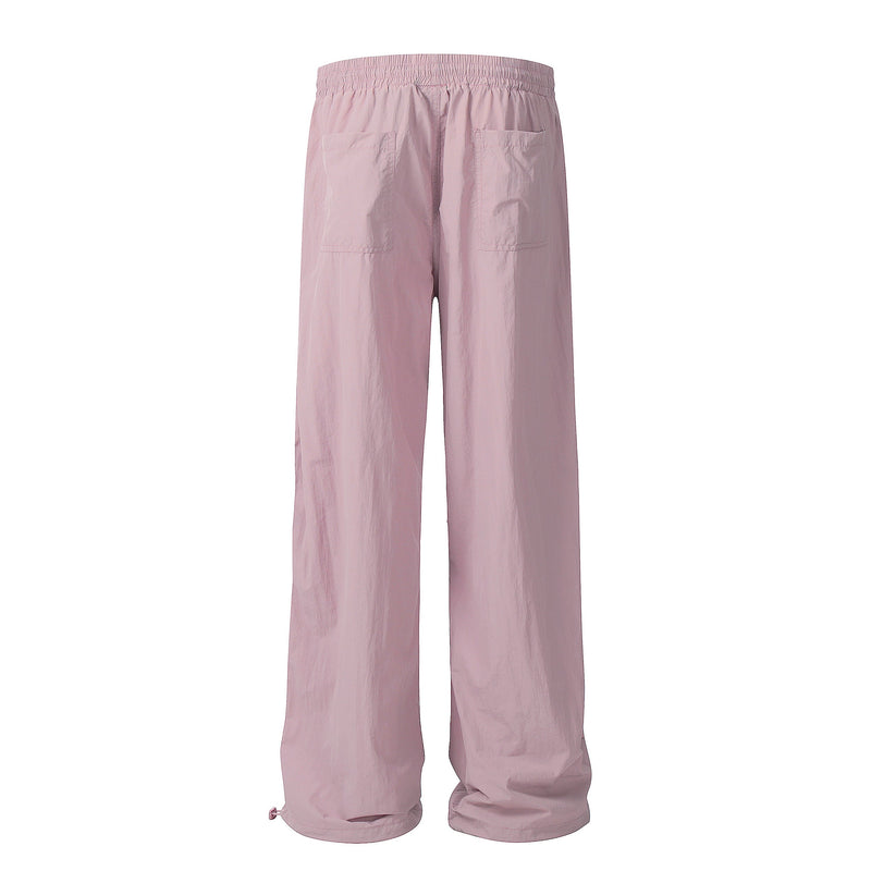 Lightweight Nylon Drawstring Parachute Pants | Wide Leg