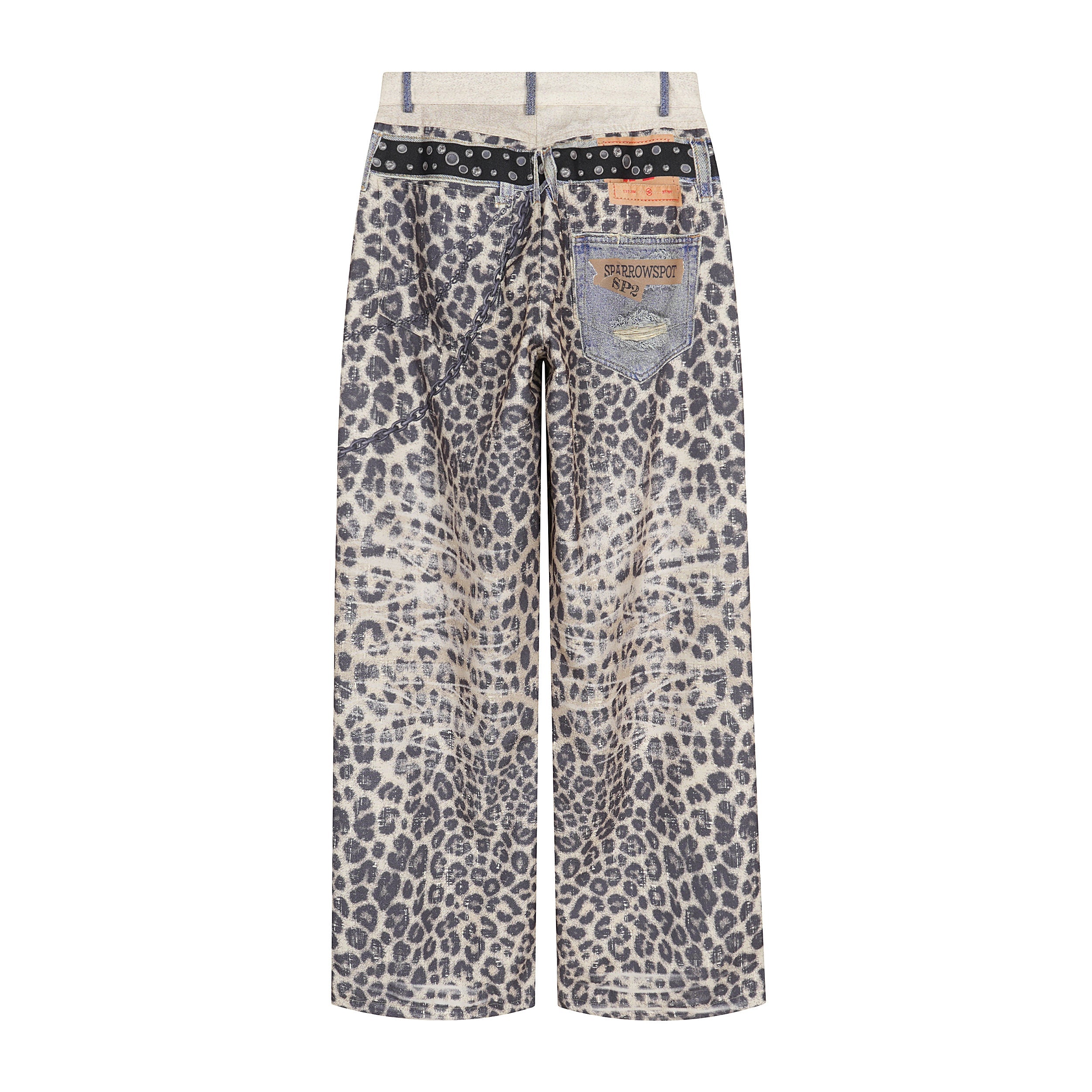 Leopard Print Patchwork Wide-Leg Pants | Y2K Streetwear
