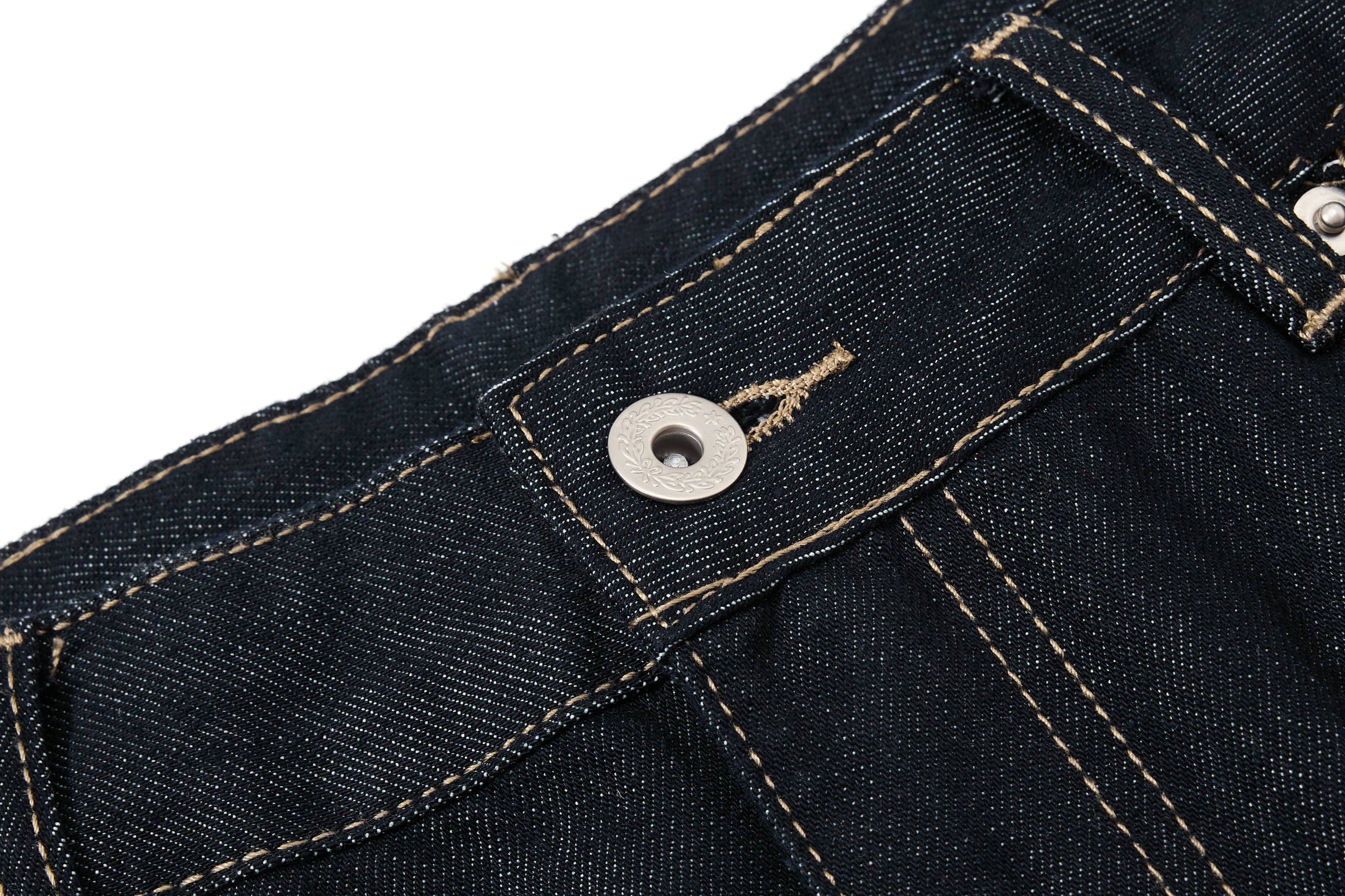 Omirad Buckle Detail Wide-Leg Dark Wash Denim Pants