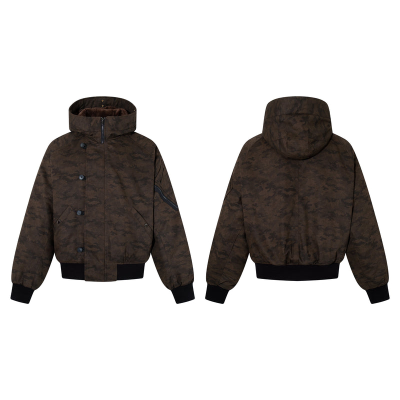Omirad Camo Faux Fur Hood Bomber Jacket | Heavyweight Cotton