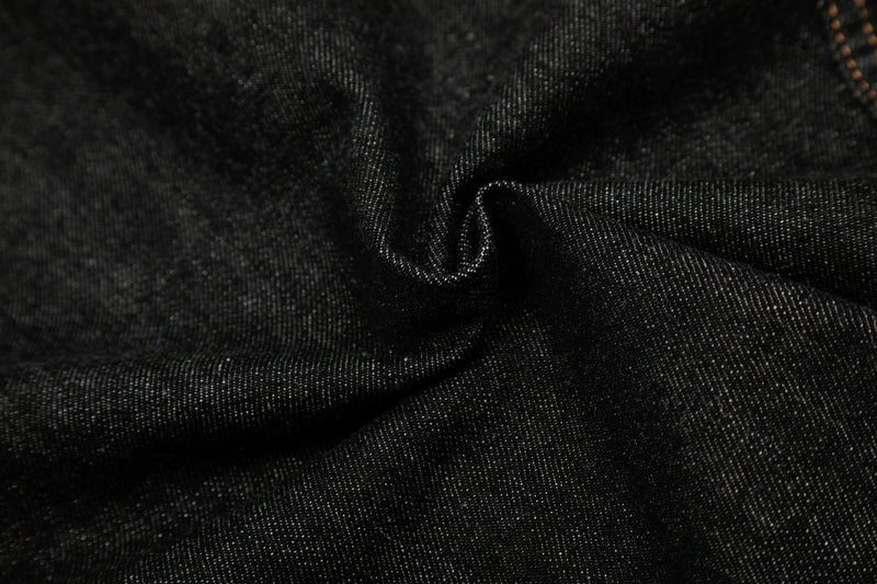 Omirad Raw Black Cropped Denim Jacket | Contrast Stitch