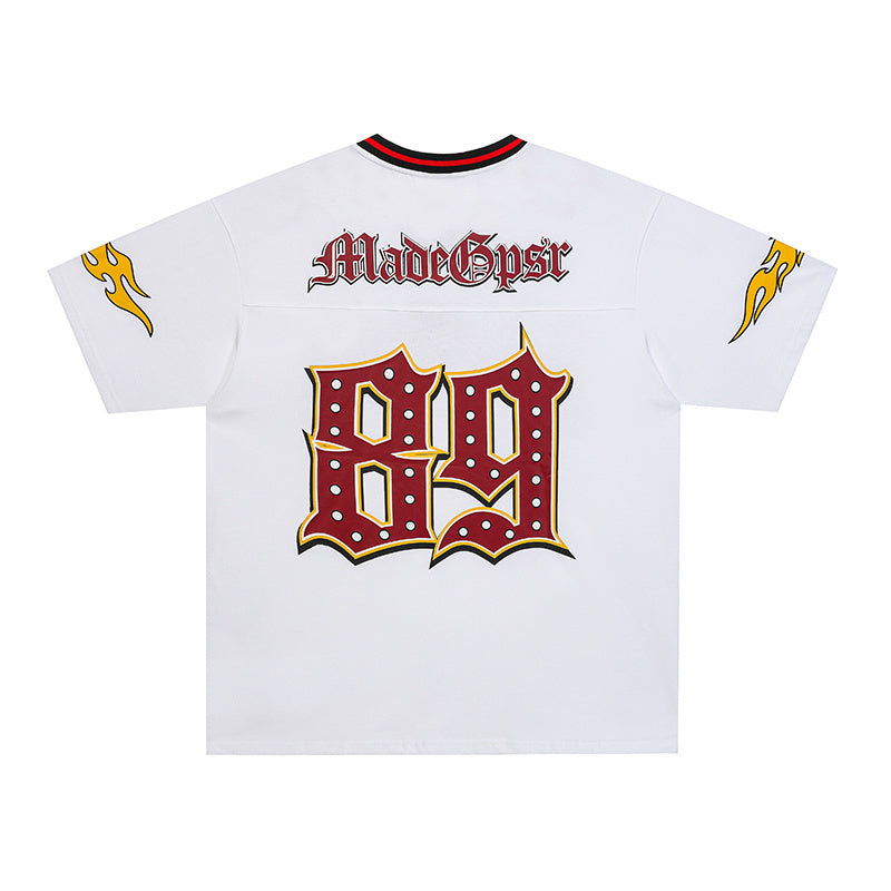 MadeGypsr Gothic Flame Cotton Football Jersey | Streetwear