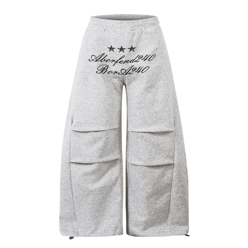 Omirad Embroidered Multi-Pocket Wide-Leg Cargo Sweatpants