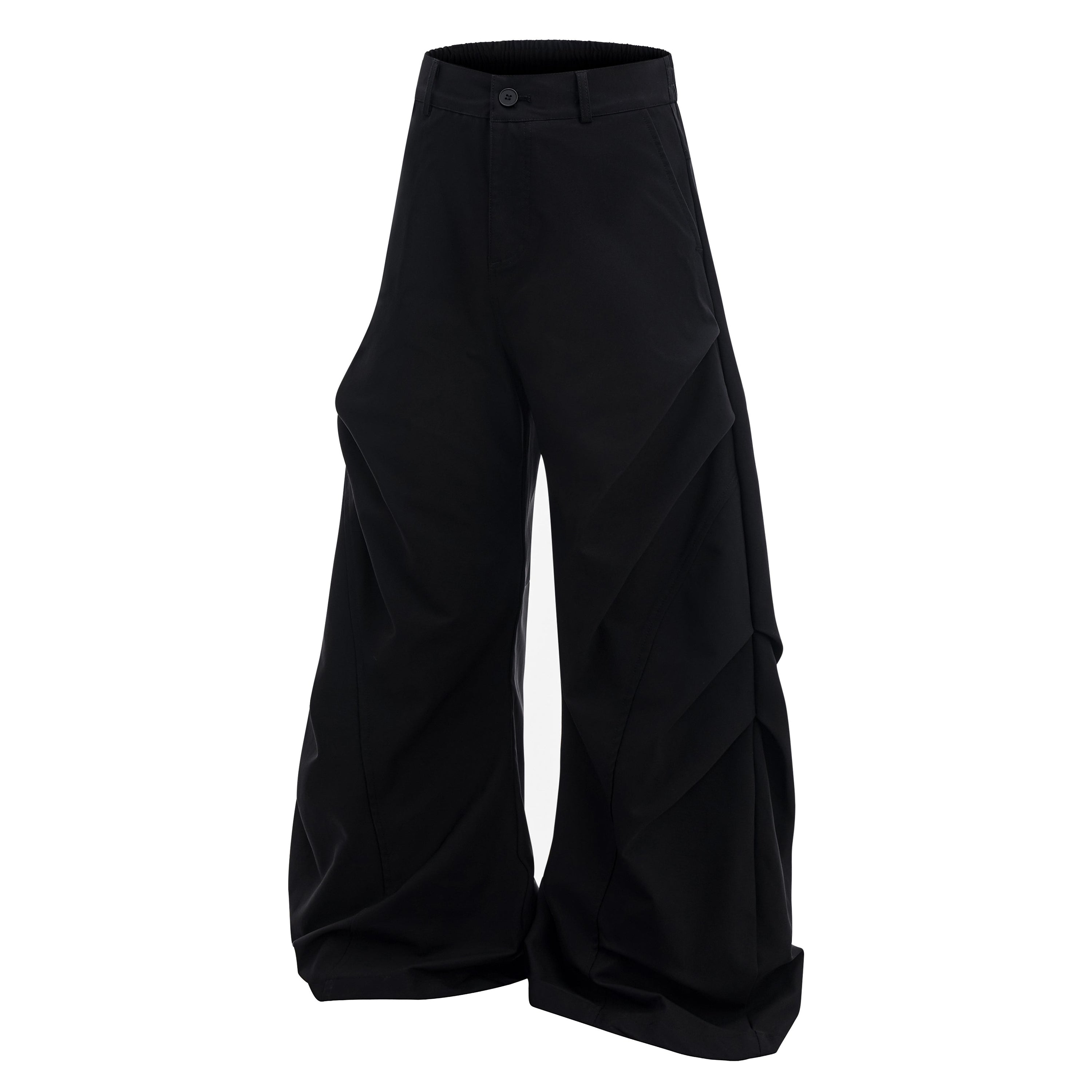 Omirad Sculpted Pleat Tech Wide-Leg Pants | Black & White