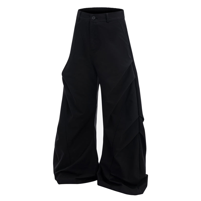 Omirad Sculpted Pleat Tech Wide-Leg Pants | Black & White