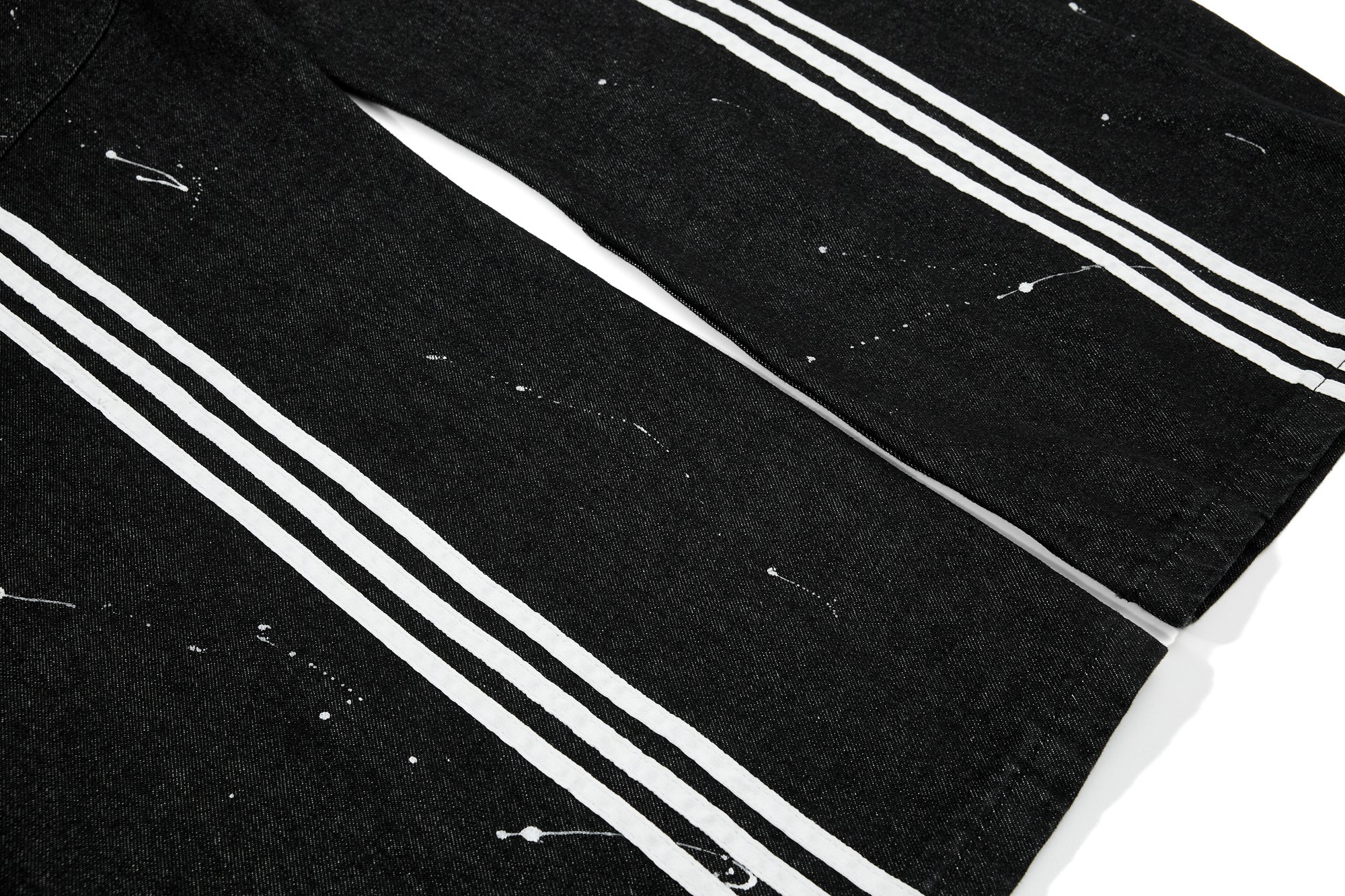 Omirad Stripe Panel Paint-Splatter Wide-Leg Jeans