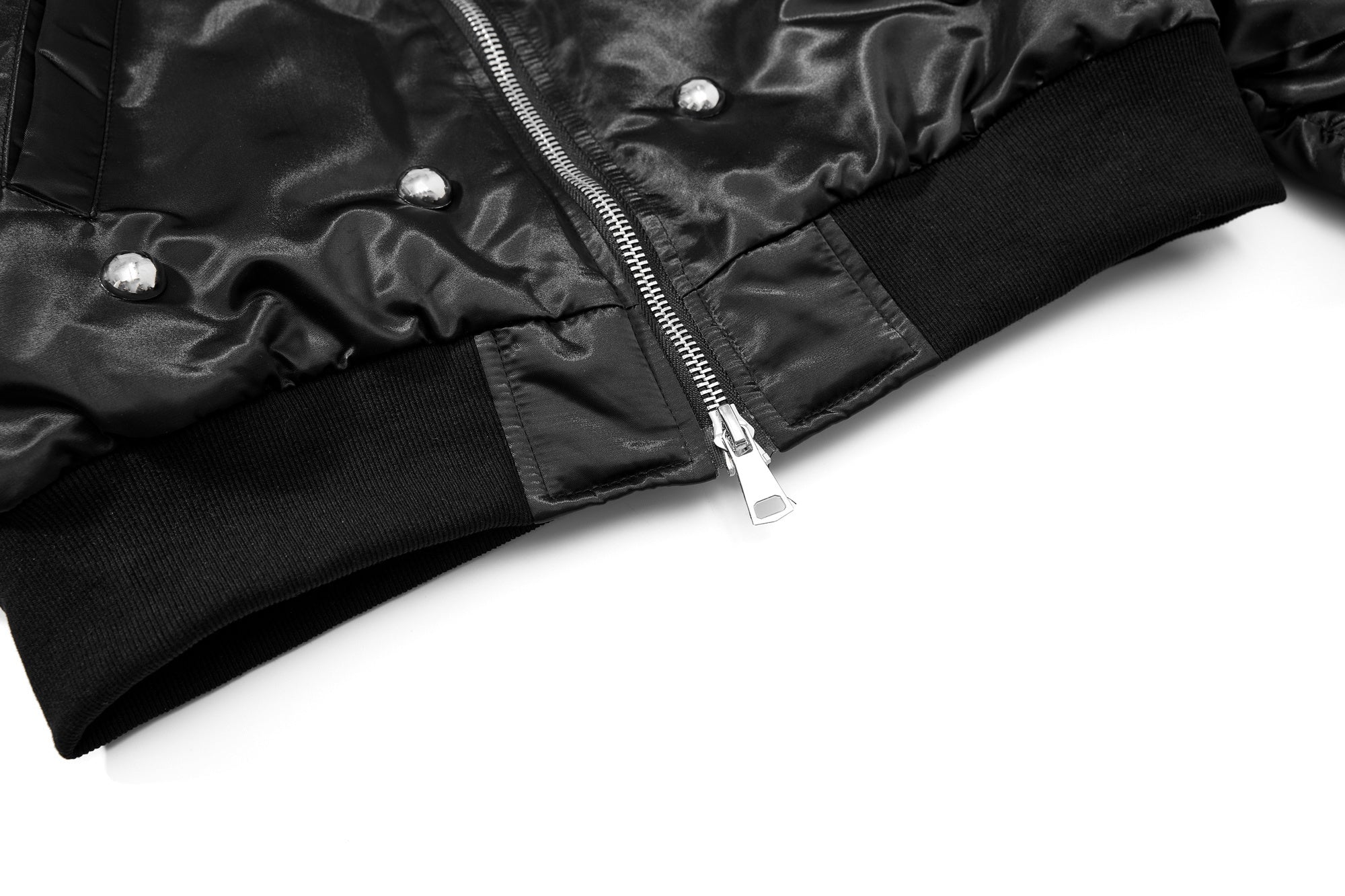 Omirad Glossy Bomber Jacket with Detachable Faux Fur Collar