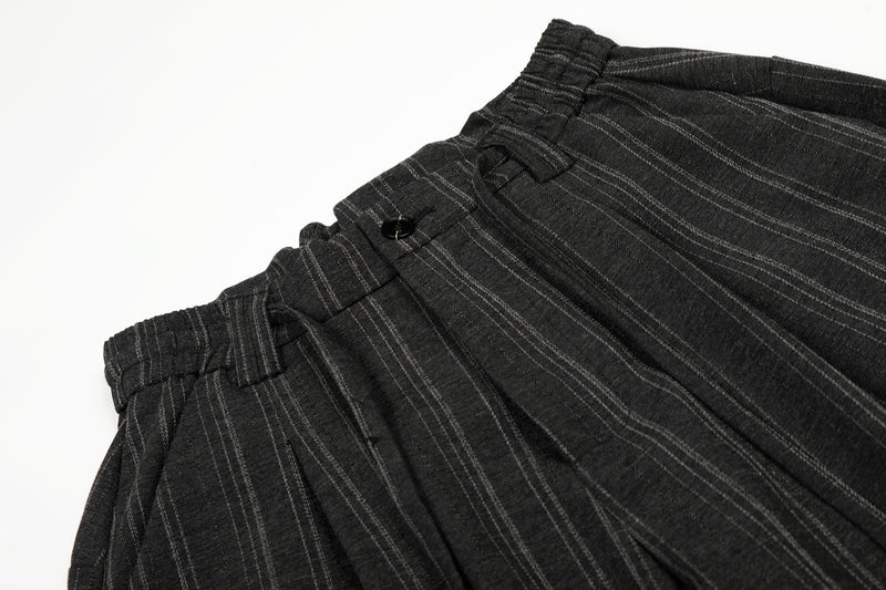 Omirad Striped Wide-Leg Pants | Pleated Pinstripe Trousers