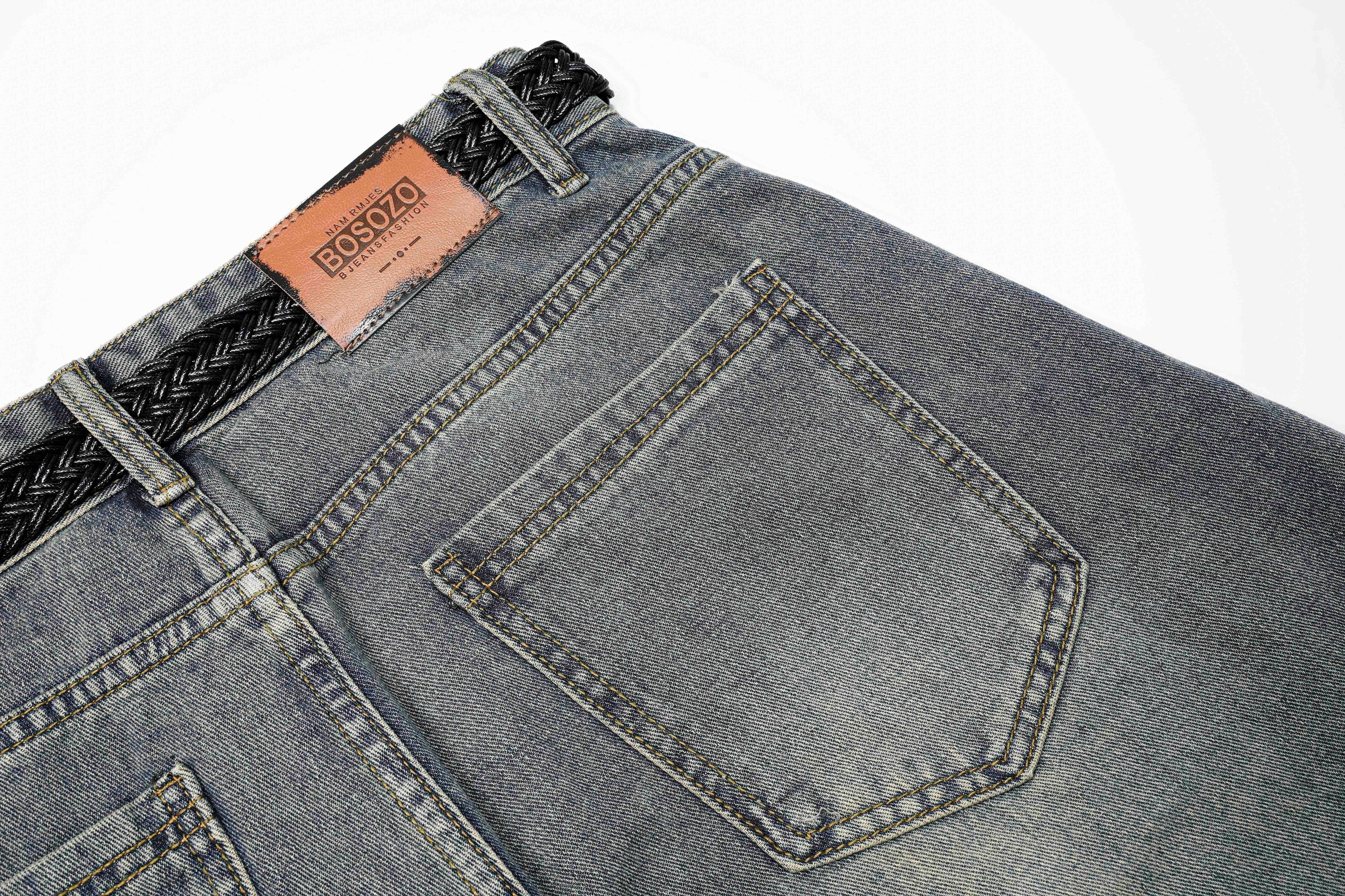 Omirad Layered Cargo Arc Jeans | Wide Leg Streetwear Denim