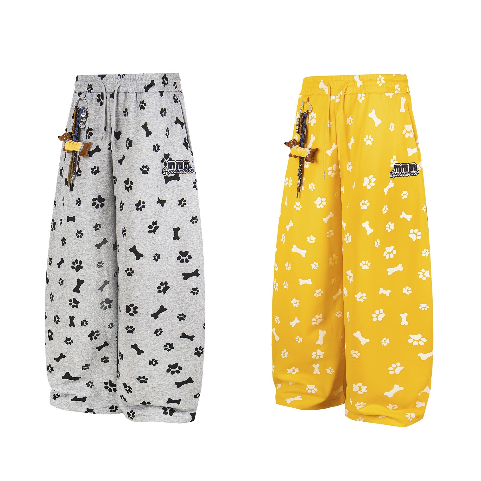 Paw Print Wide-Leg Lounge Pants | Dog Bone Streetwear Sweats