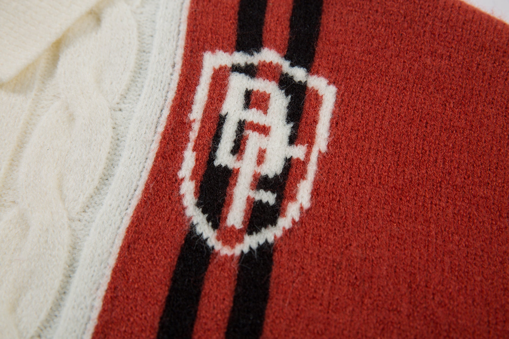 Retro Stripe Cable-Knit Zip Jacket | Varsity Color Block