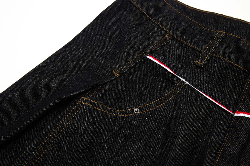 Omirad Contrast Piping Wide-Leg Jeans | Retro Street Denim