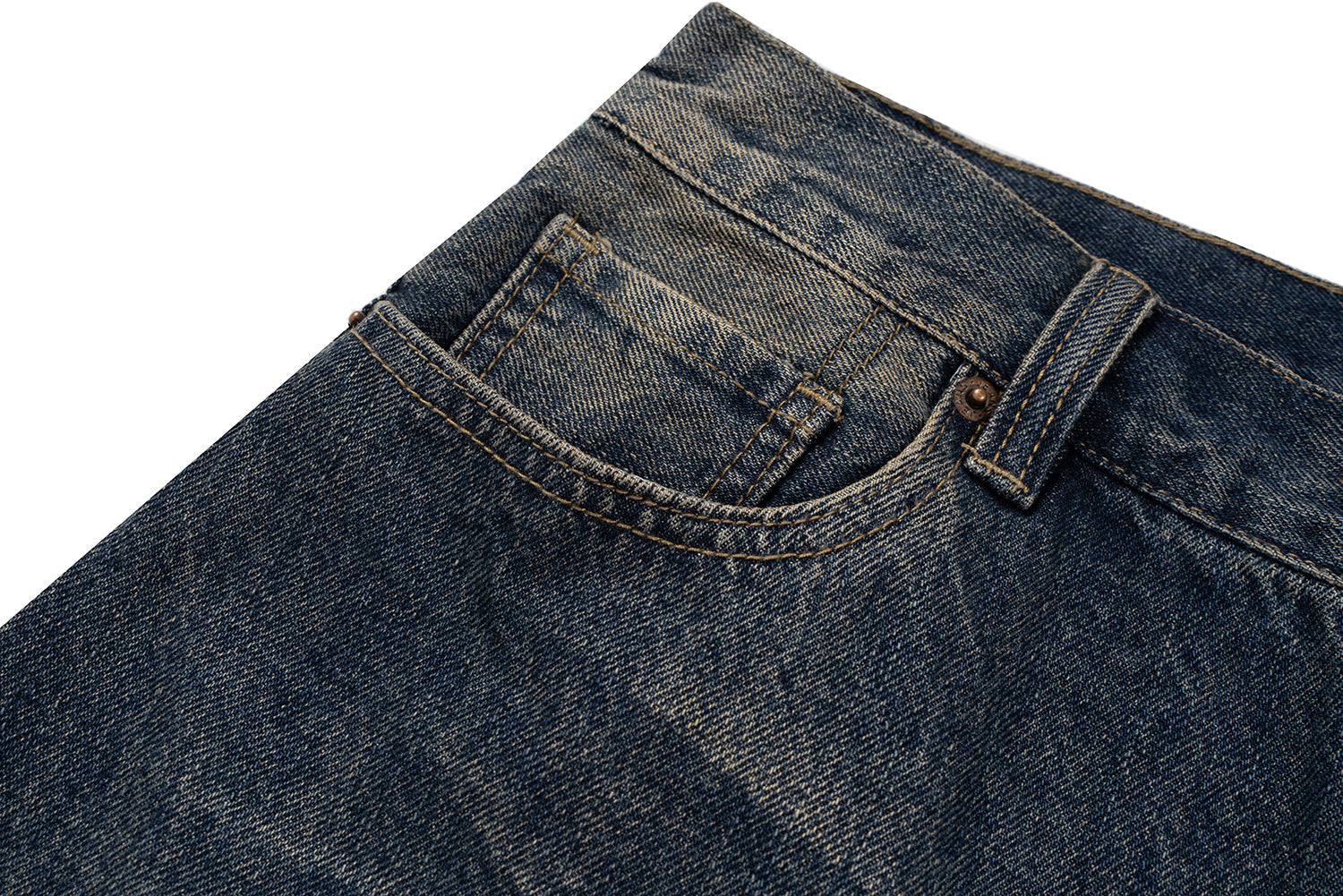 Omirad Distressed Wide-Leg Denim Jeans with Leather Patch Pockets