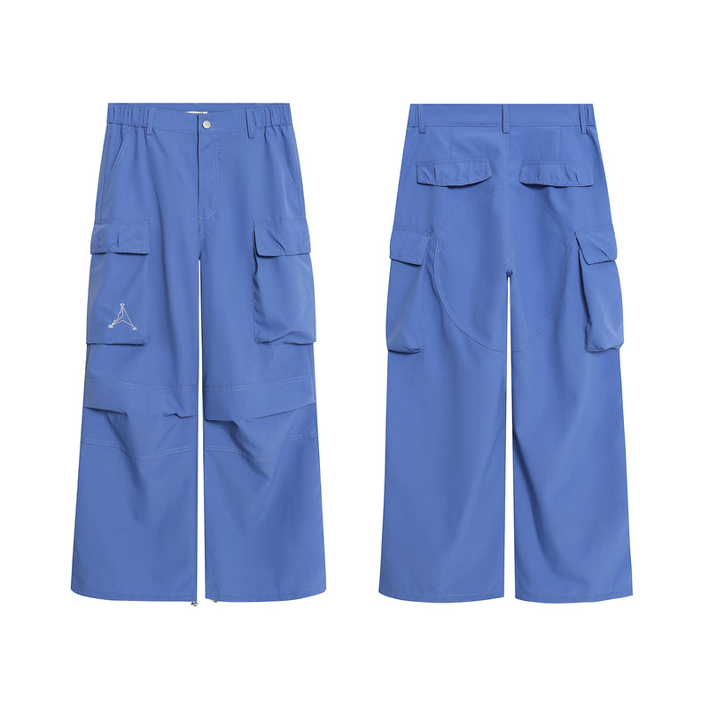 Wide-Leg Nylon Cargo Pants | Y2K Street Style