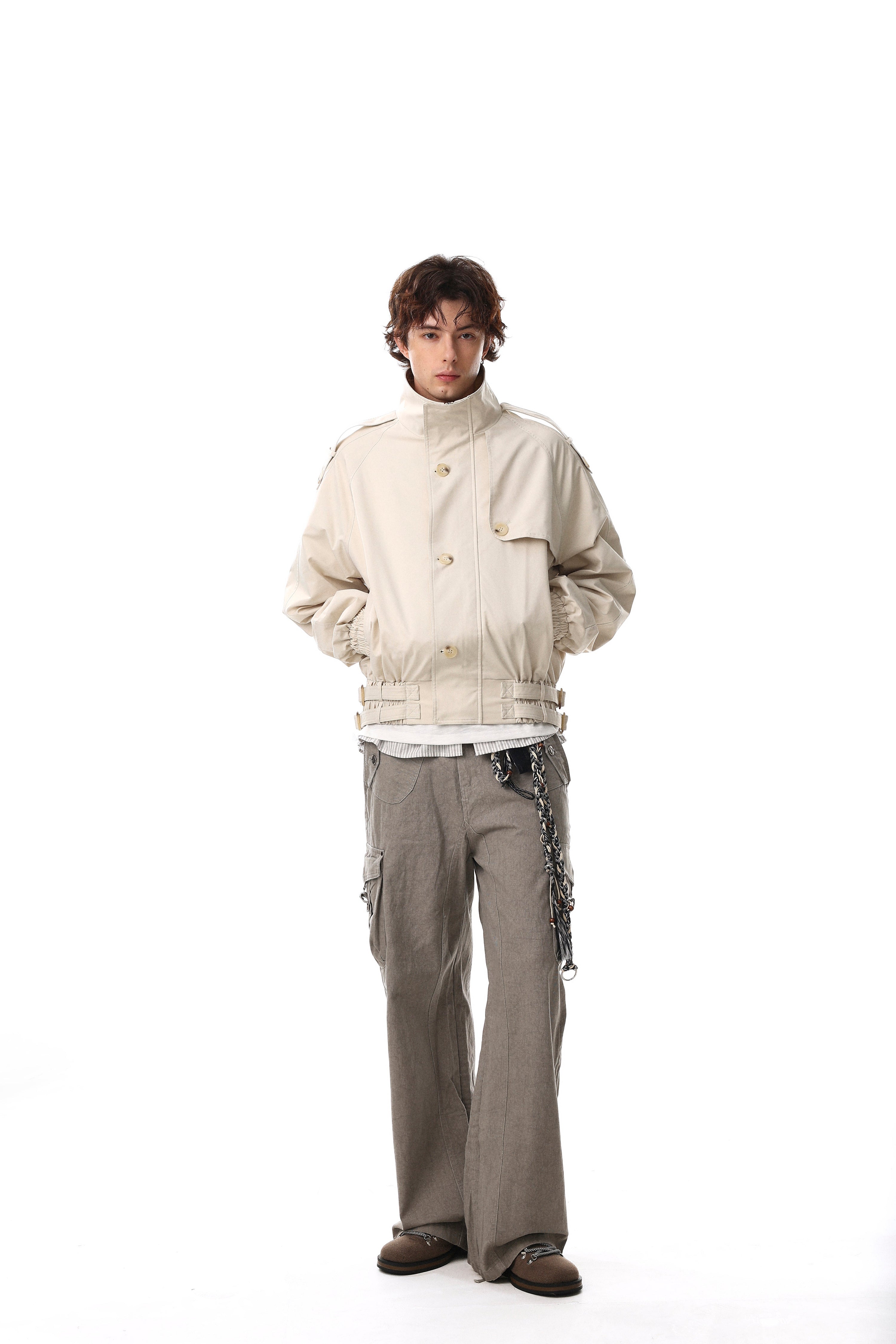 Utility Stand Collar Cropped Jacket | 100% Cotton