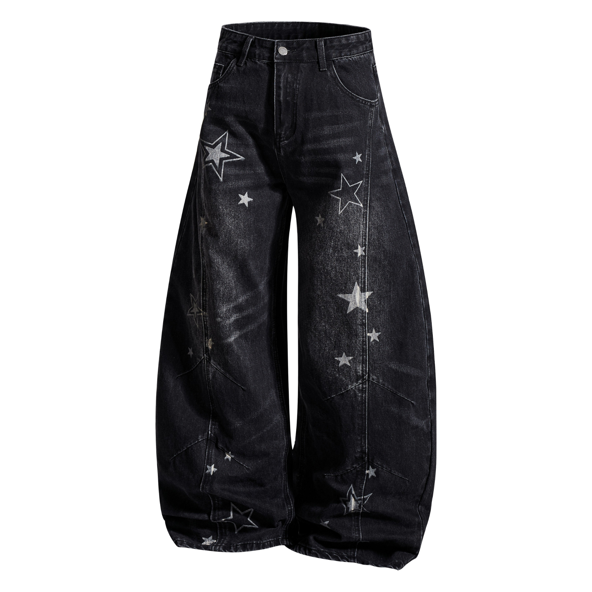 Omirad Star Washed Barrel Jeans | Wide Leg Streetwear Denim