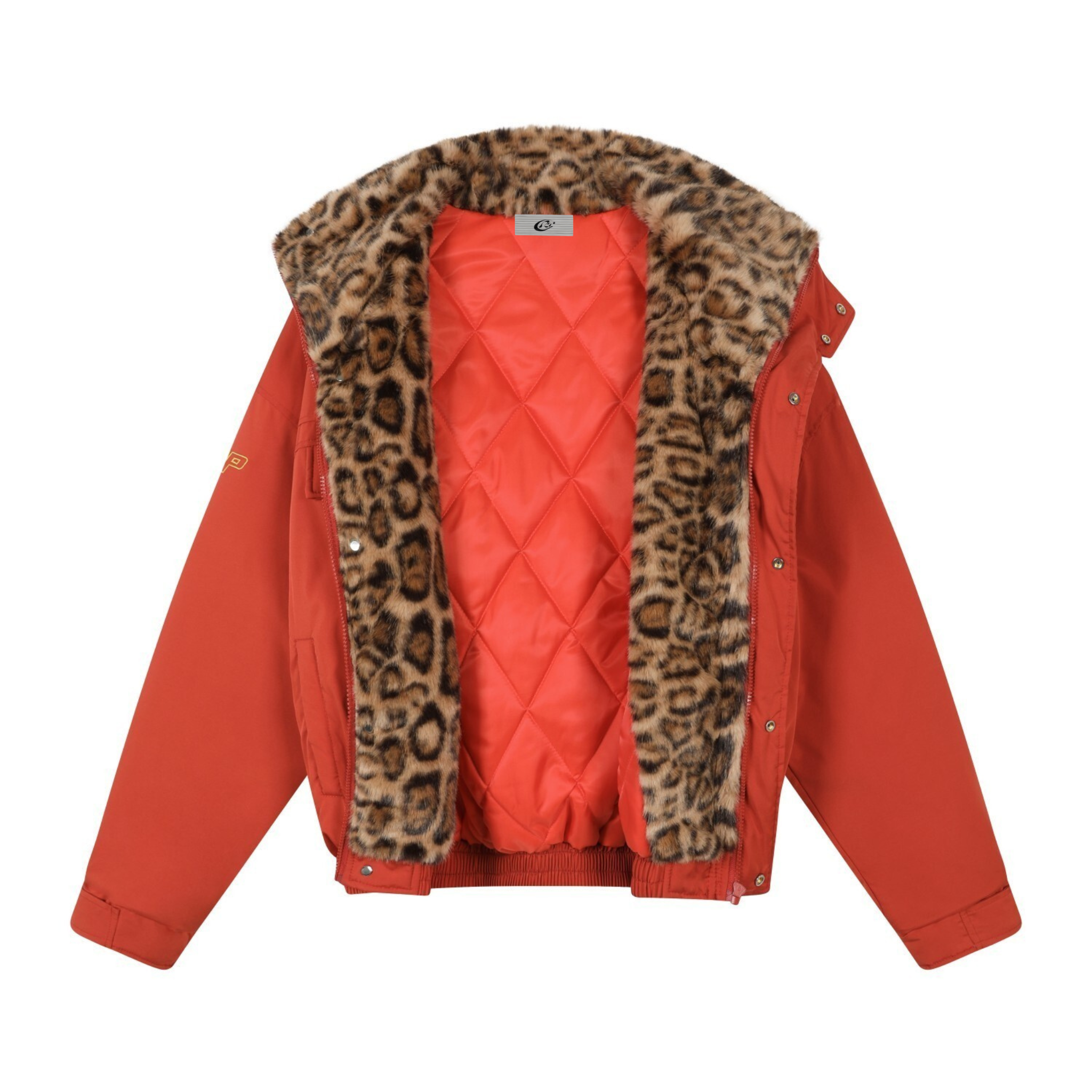 Leopard-Lined Military Bomber Jacket | Streetwear Winter Coat