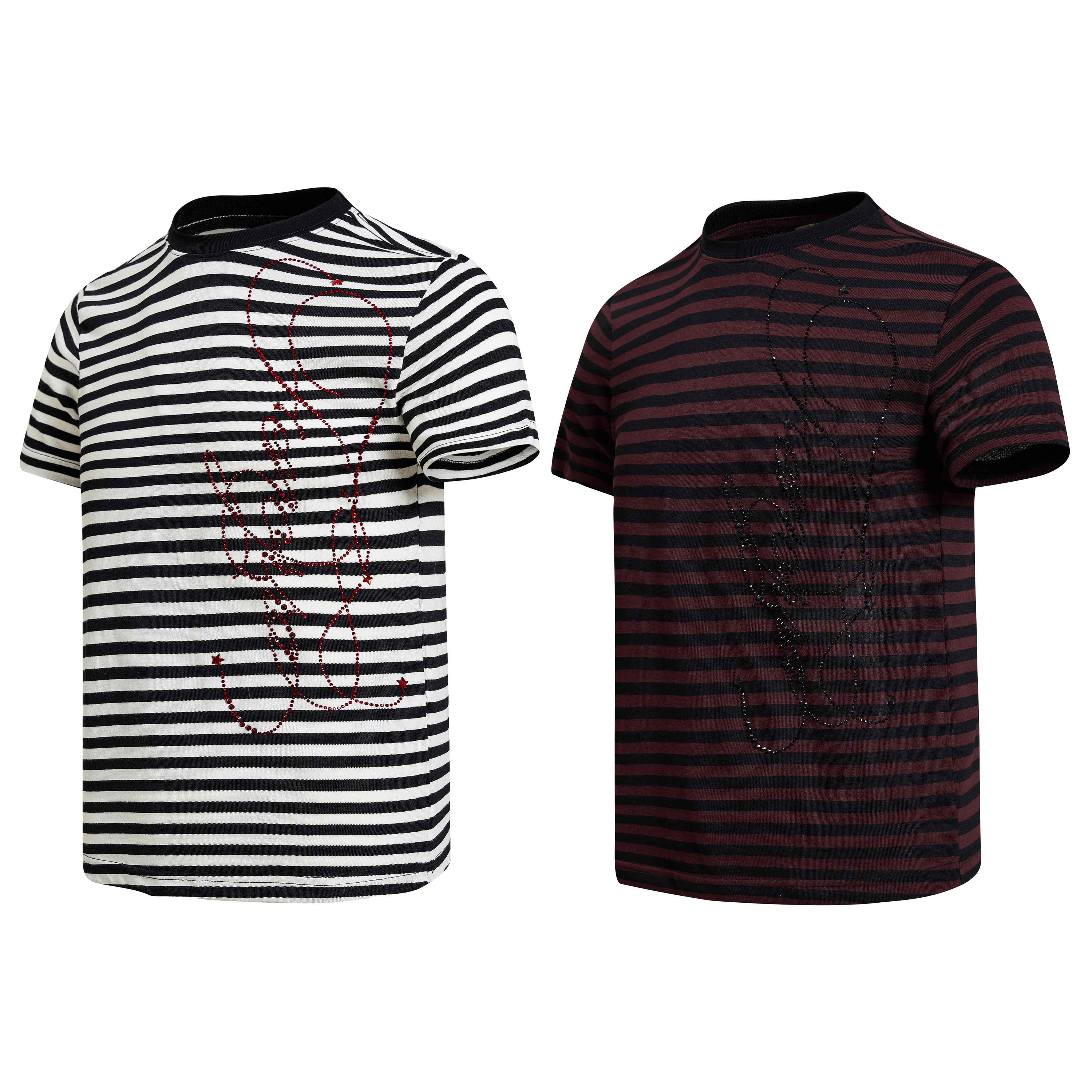 Omirad Rhinestone Stripe Tee | Gothic Script Streetwear
