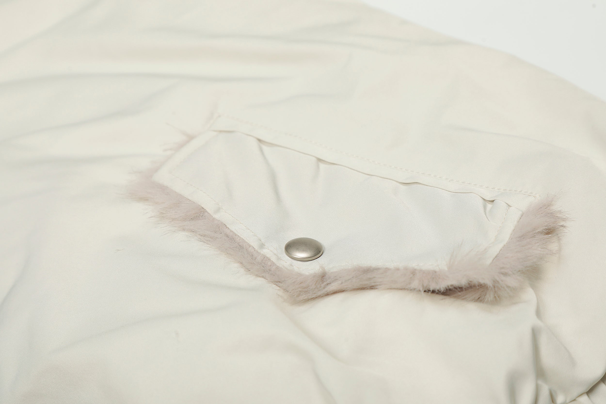 Faux Fur Collar Bomber Jacket | Off-White & Black