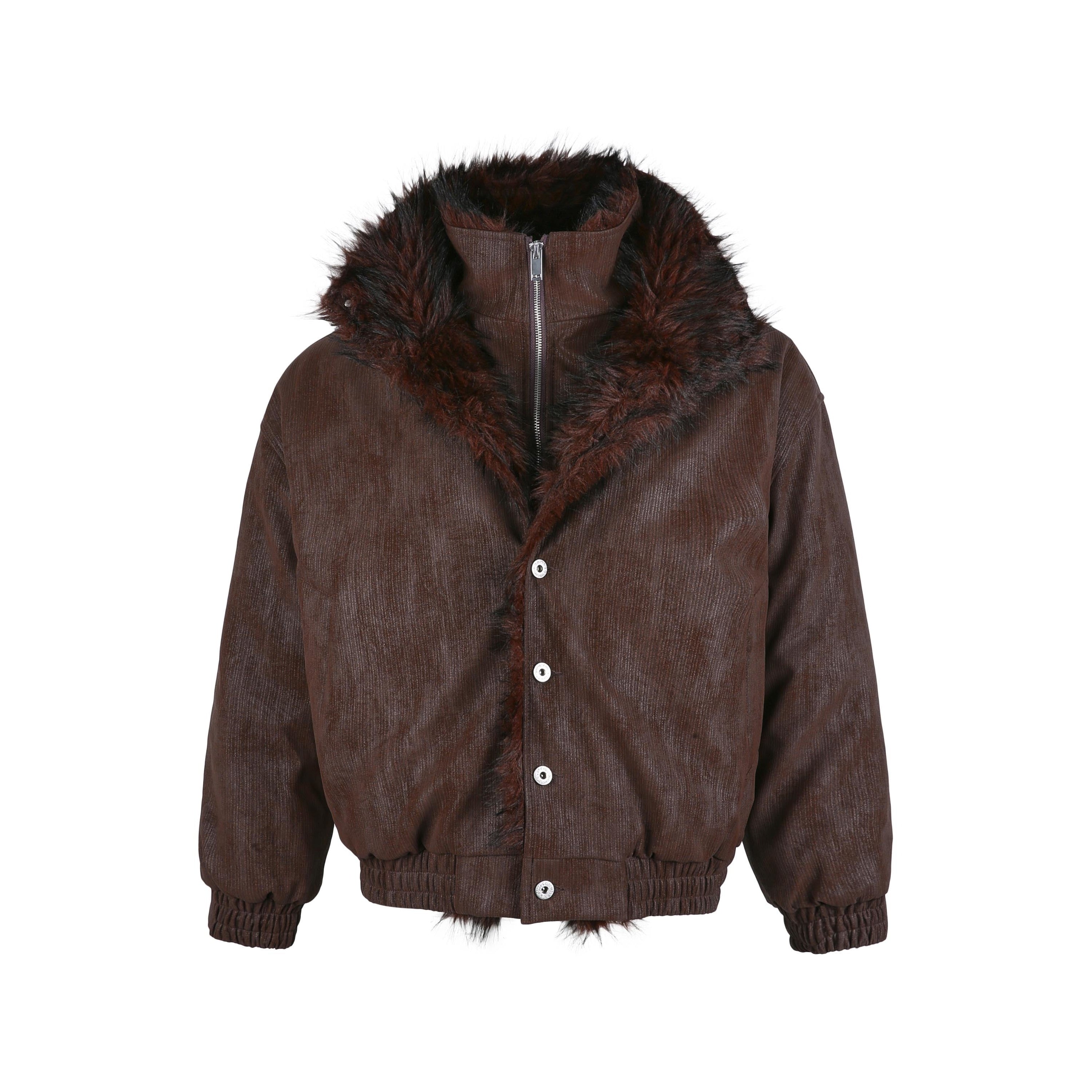 Faux Fur-Lined Corduroy Bomber Jacket | Omirad by SEAKOFF